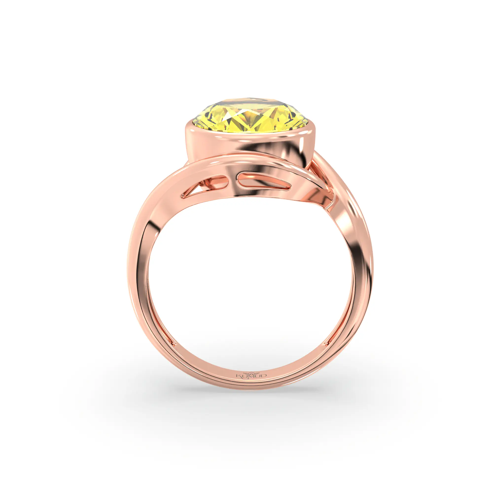 Yellow Sapphire (Pukhraj) Ring for Women in 18K Rose Gold – Oval 9x88 mm, Prong Setting thumbnail