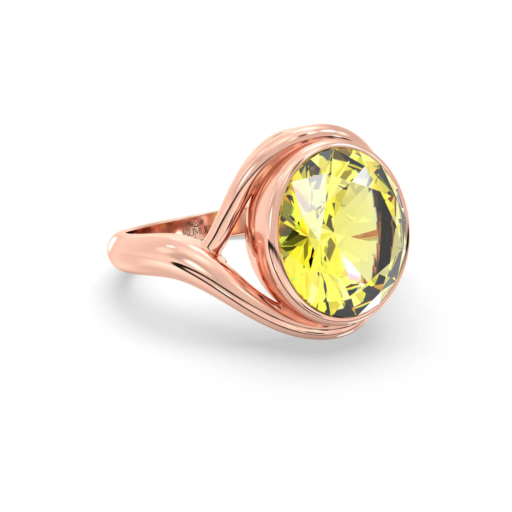 Yellow Sapphire (Pukhraj) Ring for Women in 18K Rose Gold – Oval 9x88 mm, Prong Setting thumbnail
