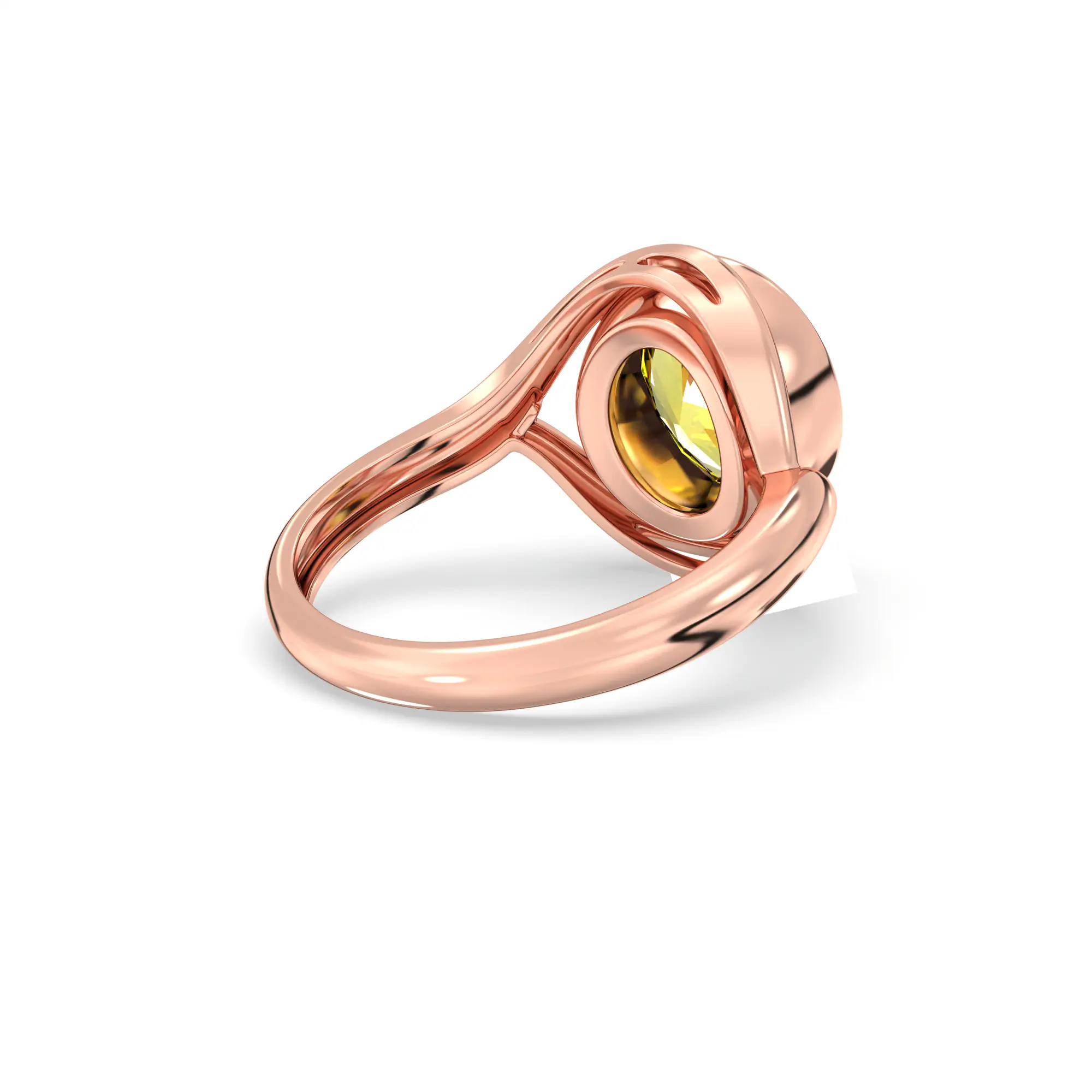 Yellow Sapphire (Pukhraj) Ring for Women in 18K Rose Gold – Oval 9x88 mm, Prong Setting thumbnail