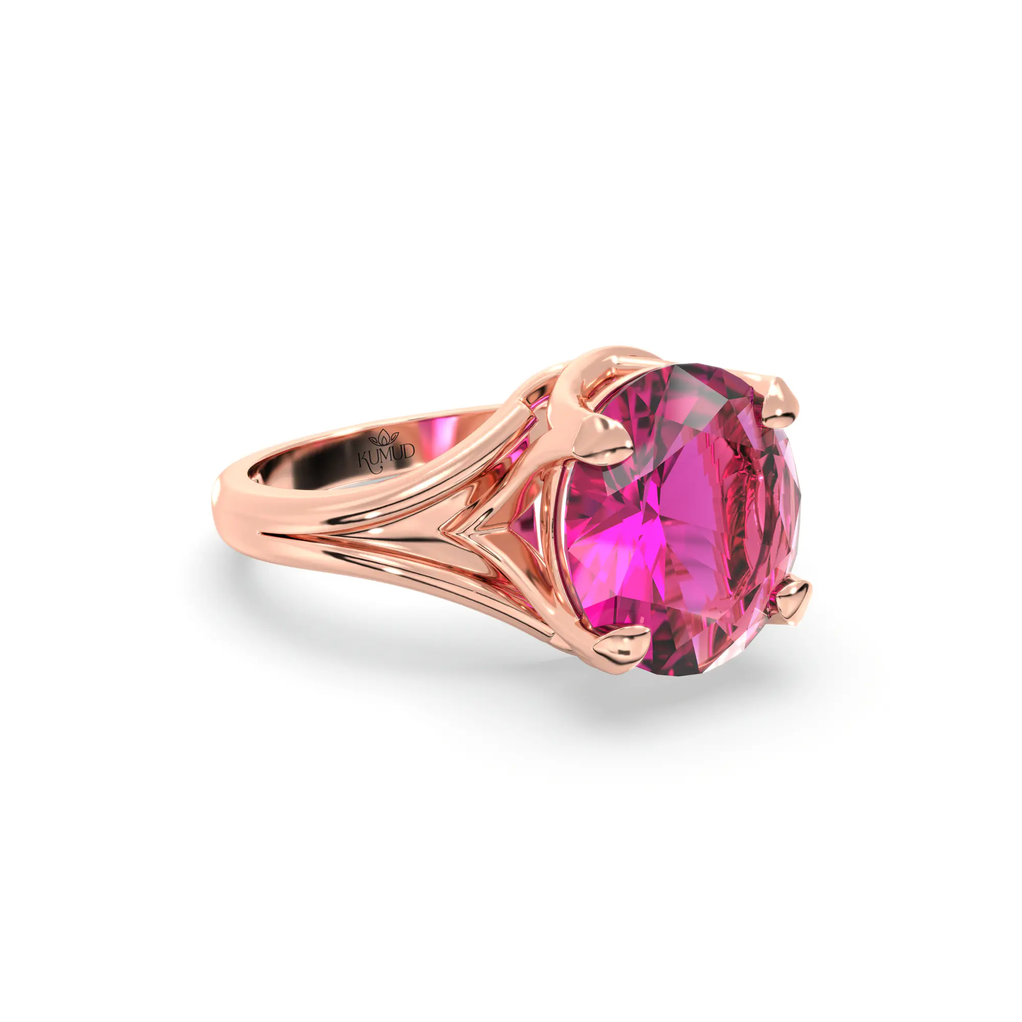Ruby (Manik) Ring for Women in 18K Rose Gold – Oval 9x8 mm, Prong Setting, 5 g (Design K16B-5) thumbnail