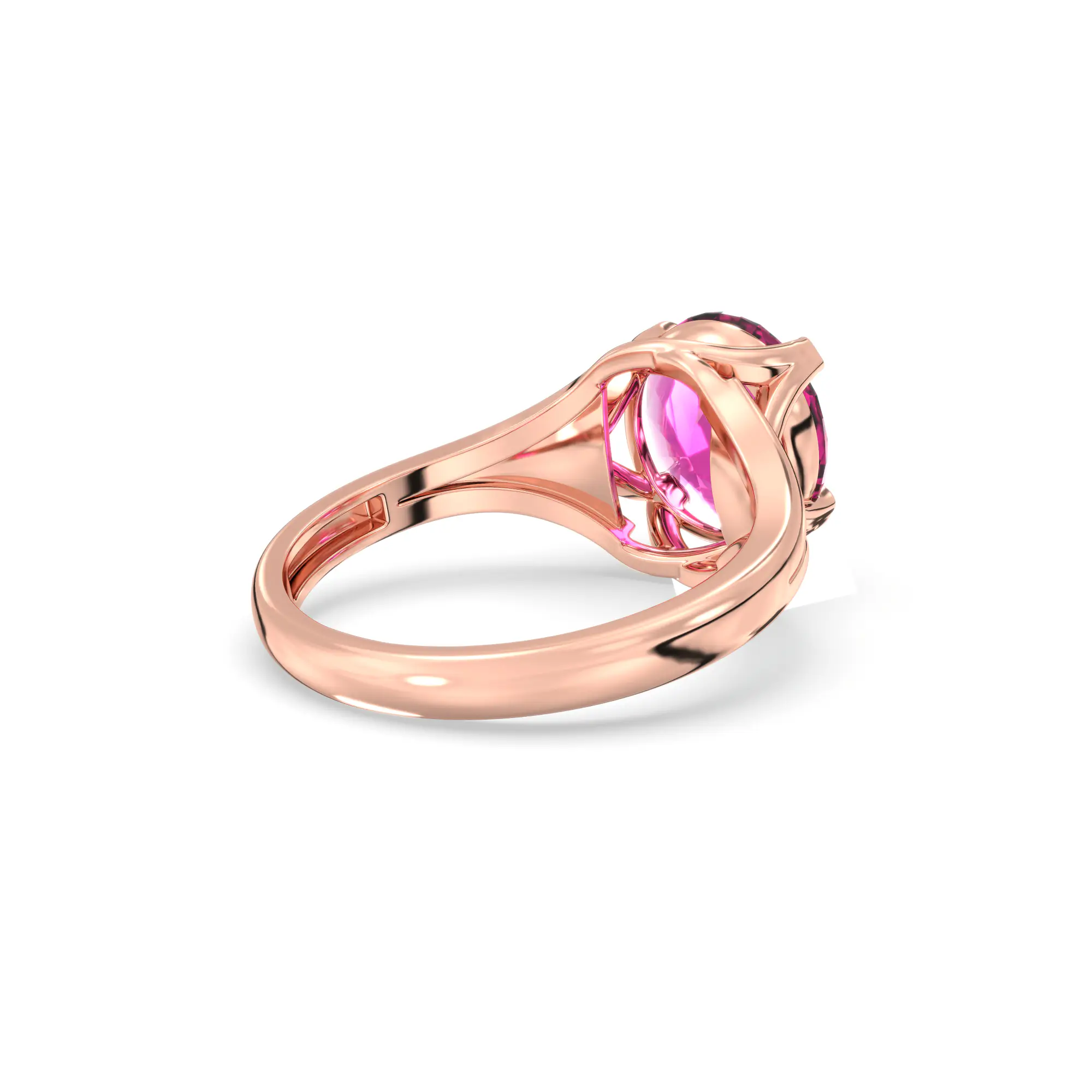 Ruby (Manik) Ring for Women in 18K Rose Gold – Oval 9x8 mm, Prong Setting, 5 g (Design K16B-5) thumbnail