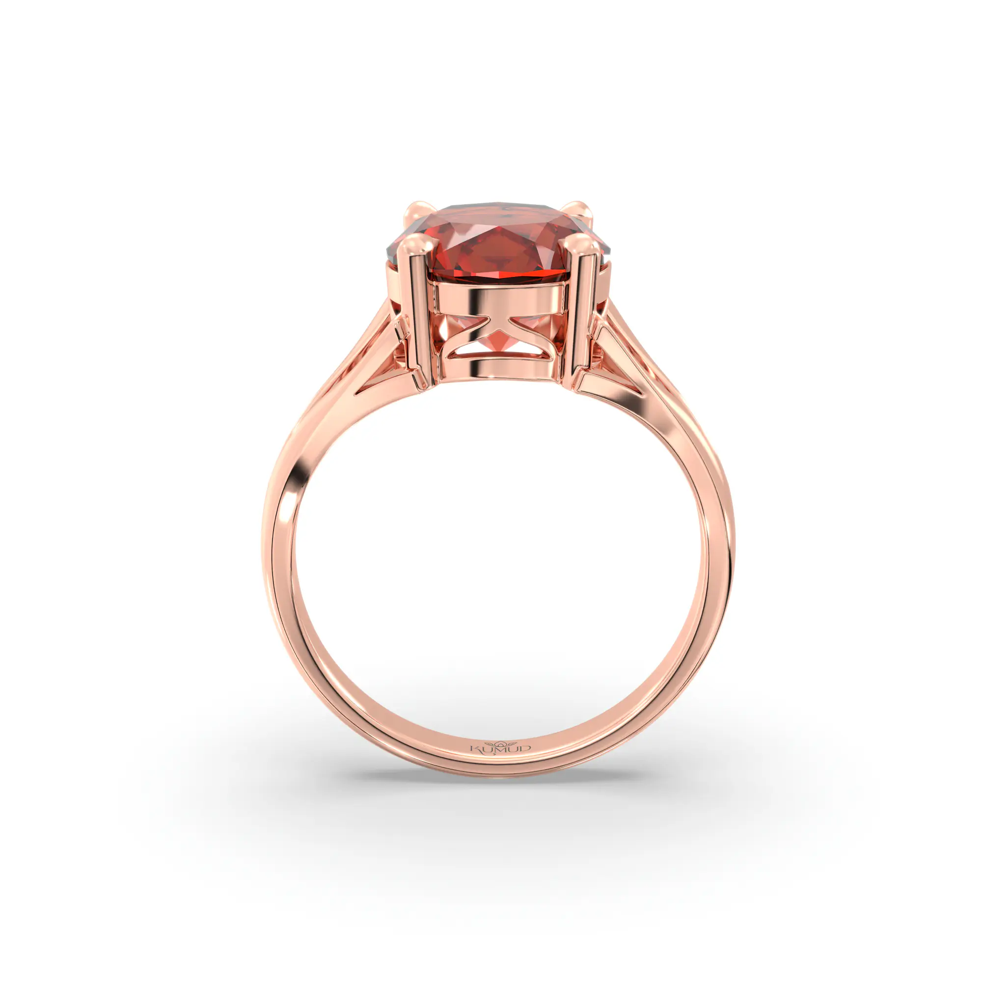 Hessonite (Gomed) Ring for Women in 18K Rose Gold – Oval 9x8 mm, Prong Setting, 5 g (Design K16B-6) thumbnail