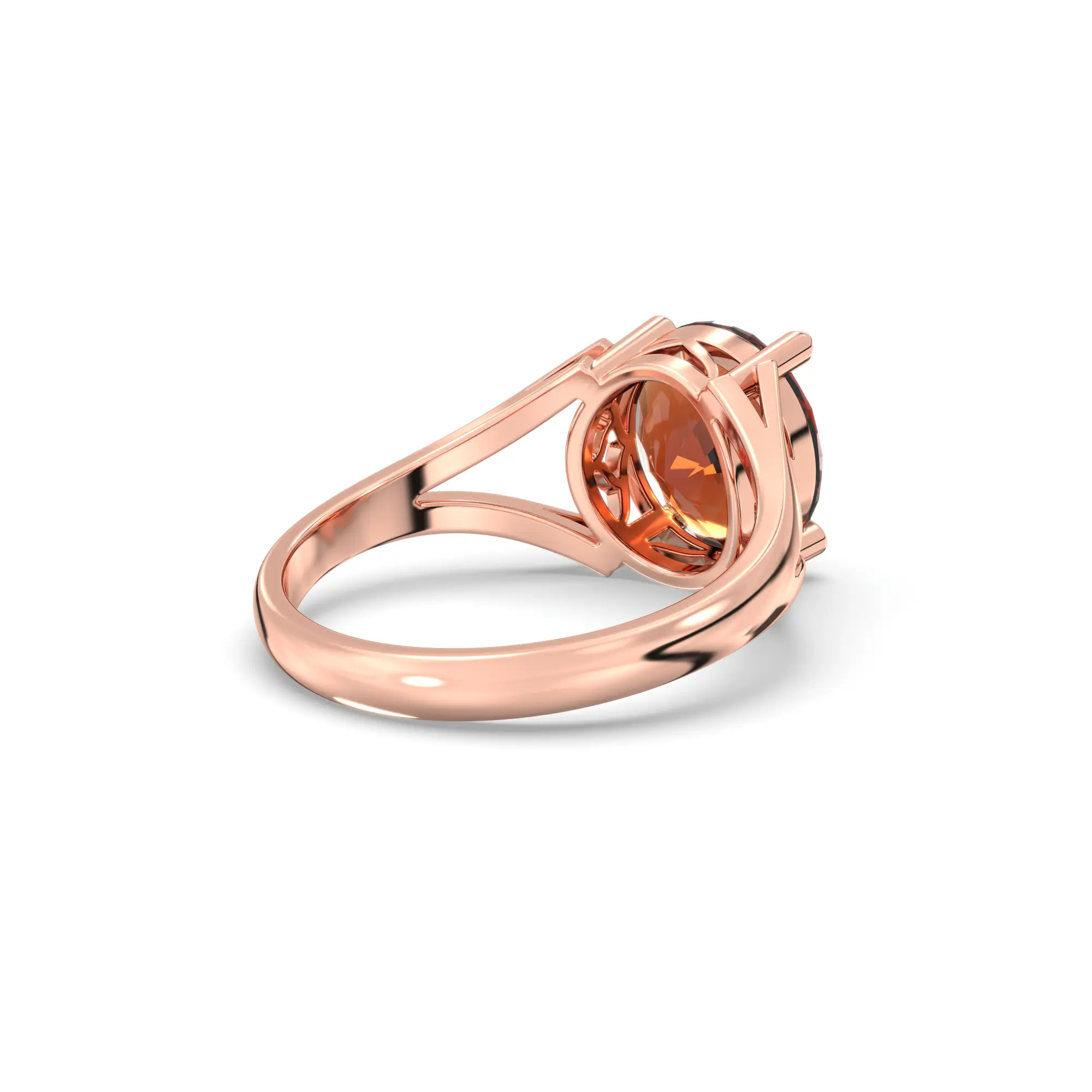 Hessonite (Gomed) Ring for Women in 18K Rose Gold – Oval 9x8 mm, Prong Setting, 5 g (Design K16B-6) thumbnail