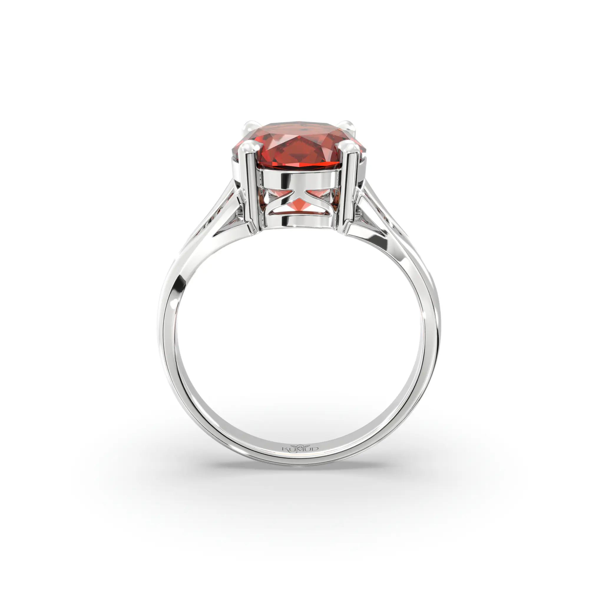 Hessonite (Gomed) Ring for Women in 18K White Gold – Oval 9x8 mm, Prong Setting, 5 g (Design K16B-6) thumbnail