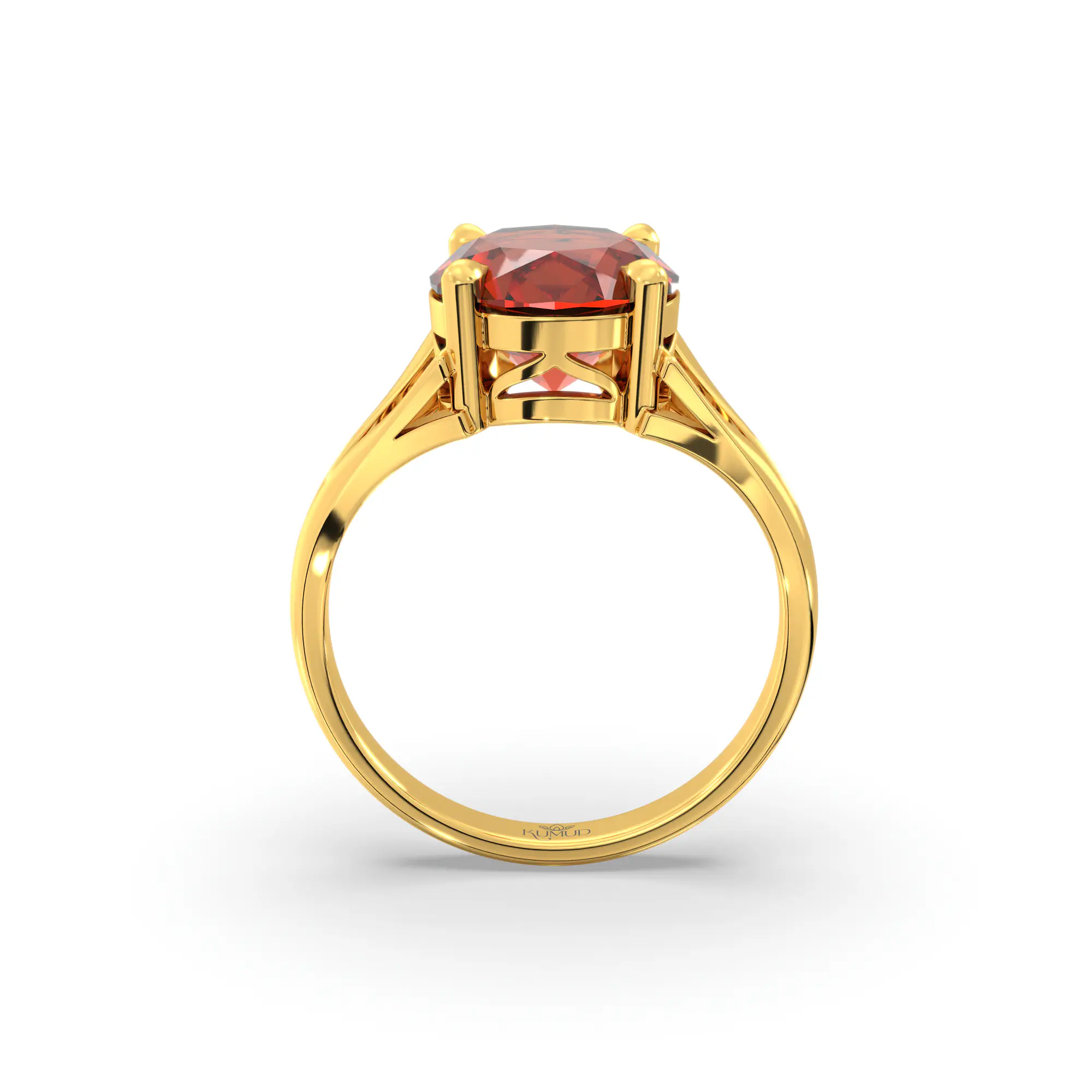 Hessonite (Gomed) Ring for Women in 22K Yellow Gold – Oval 9x8 mm, Prong Setting, 5 g (Design K16B-6) thumbnail