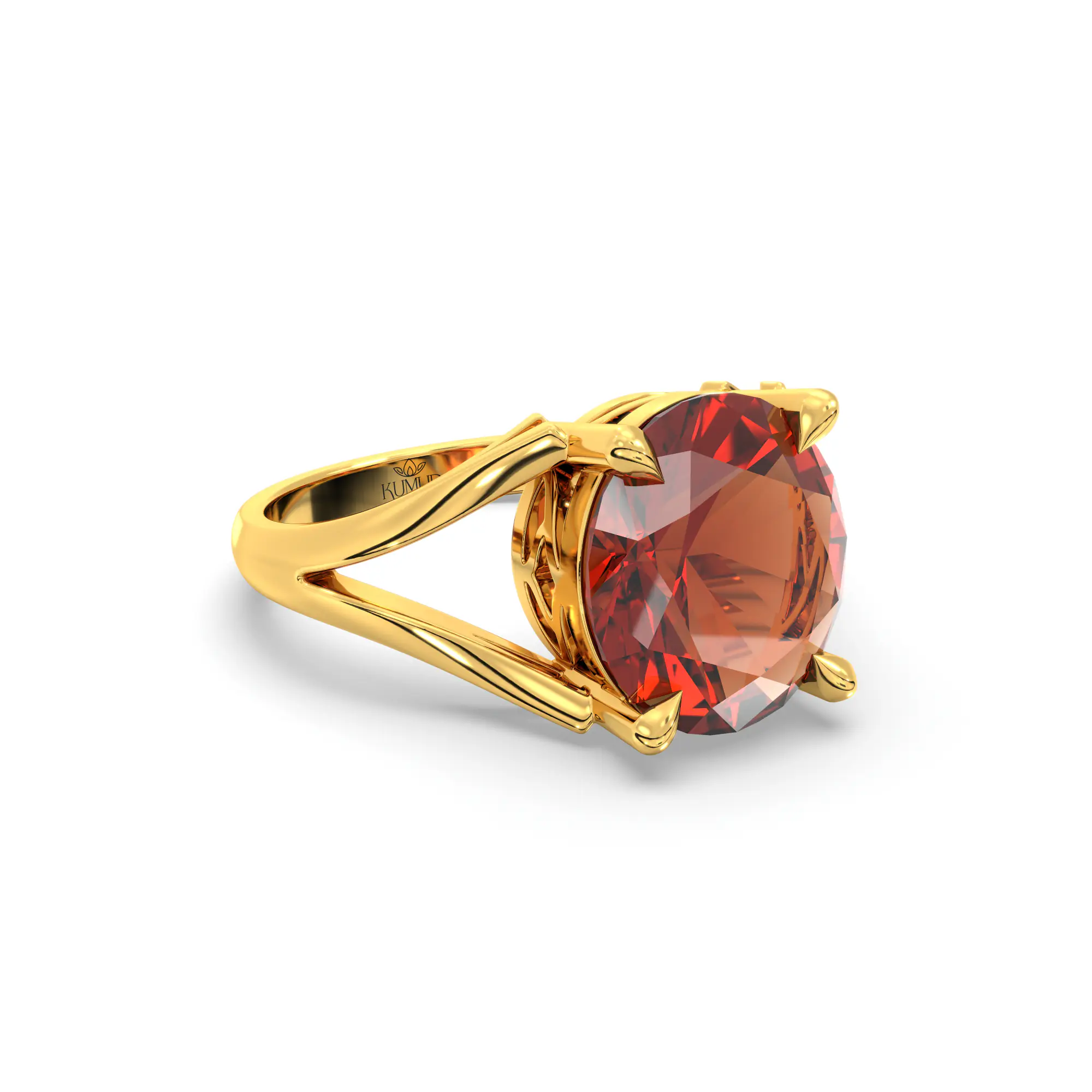 Hessonite (Gomed) Ring for Women in 22K Yellow Gold – Oval 9x8 mm, Prong Setting, 5 g (Design K16B-6) thumbnail