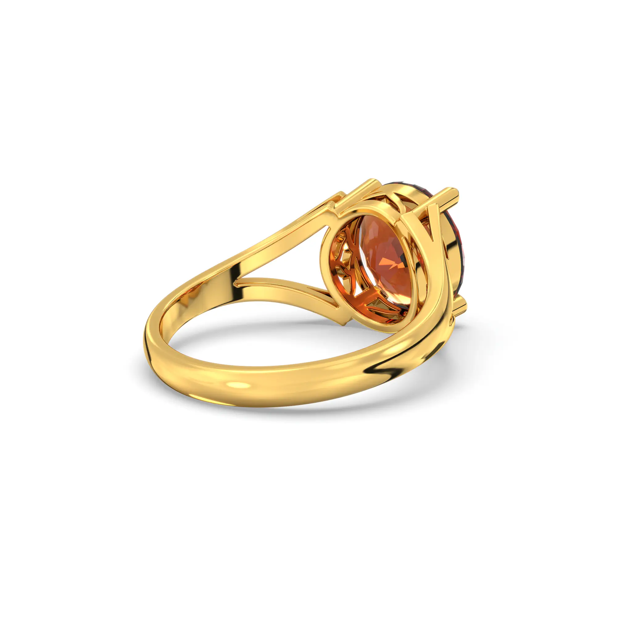 Hessonite (Gomed) Ring for Women in 22K Yellow Gold – Oval 9x8 mm, Prong Setting, 5 g (Design K16B-6) thumbnail