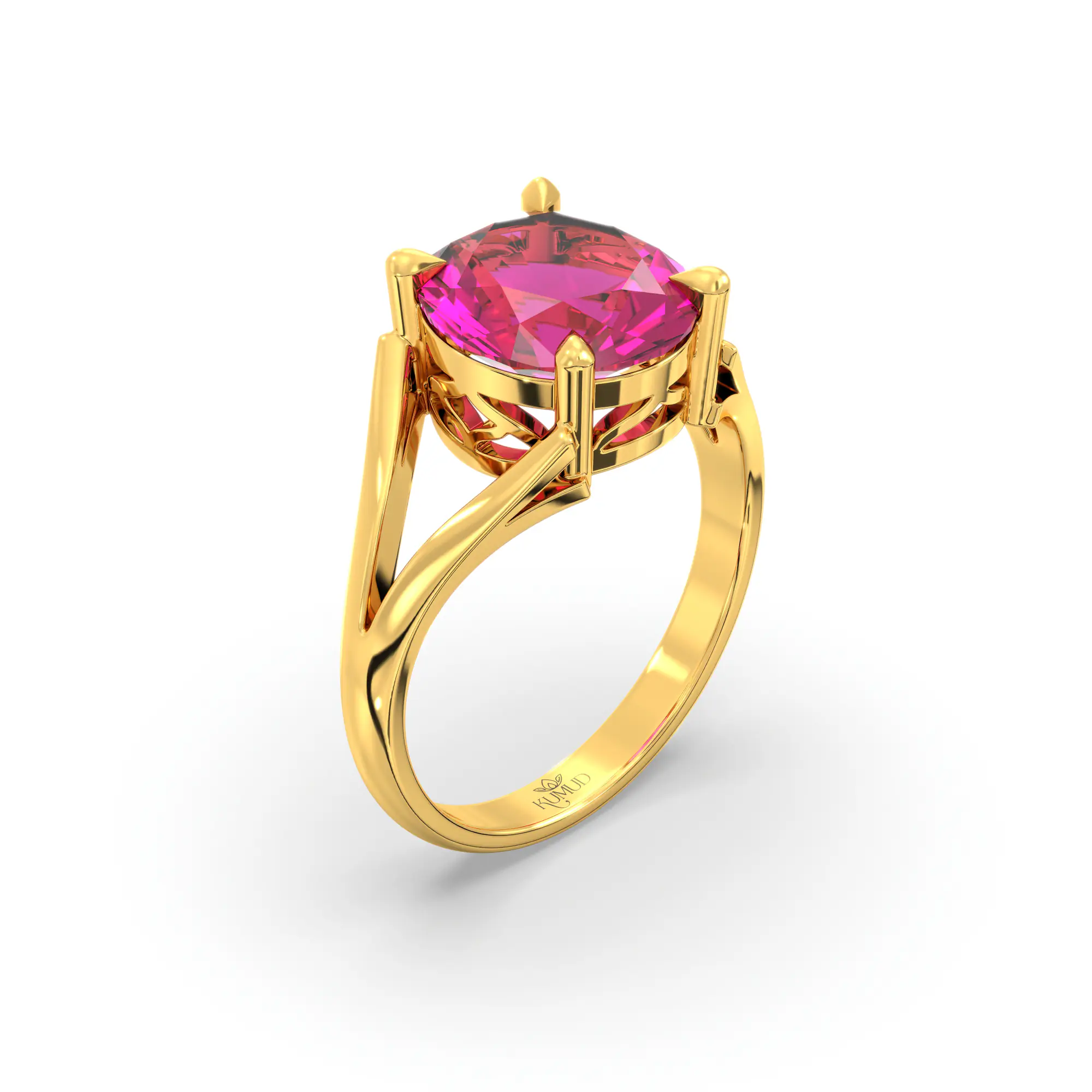 Ruby (Manik) Ring for Women in 22K Yellow Gold – Oval 9x8 mm, Prong Setting, 5 g (Design K16B-6) thumbnail