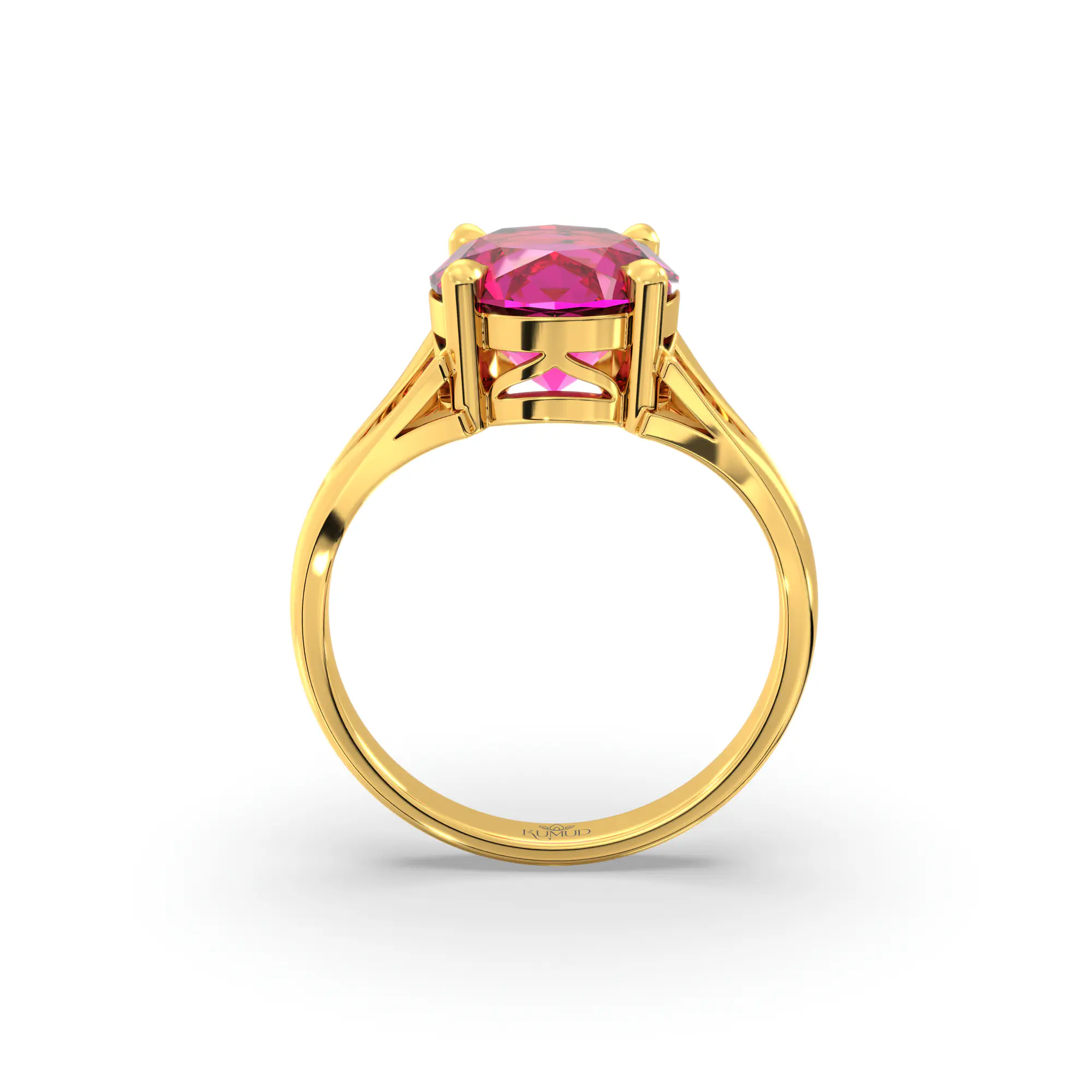 Ruby (Manik) Ring for Women in 22K Yellow Gold – Oval 9x8 mm, Prong Setting, 5 g (Design K16B-6) thumbnail