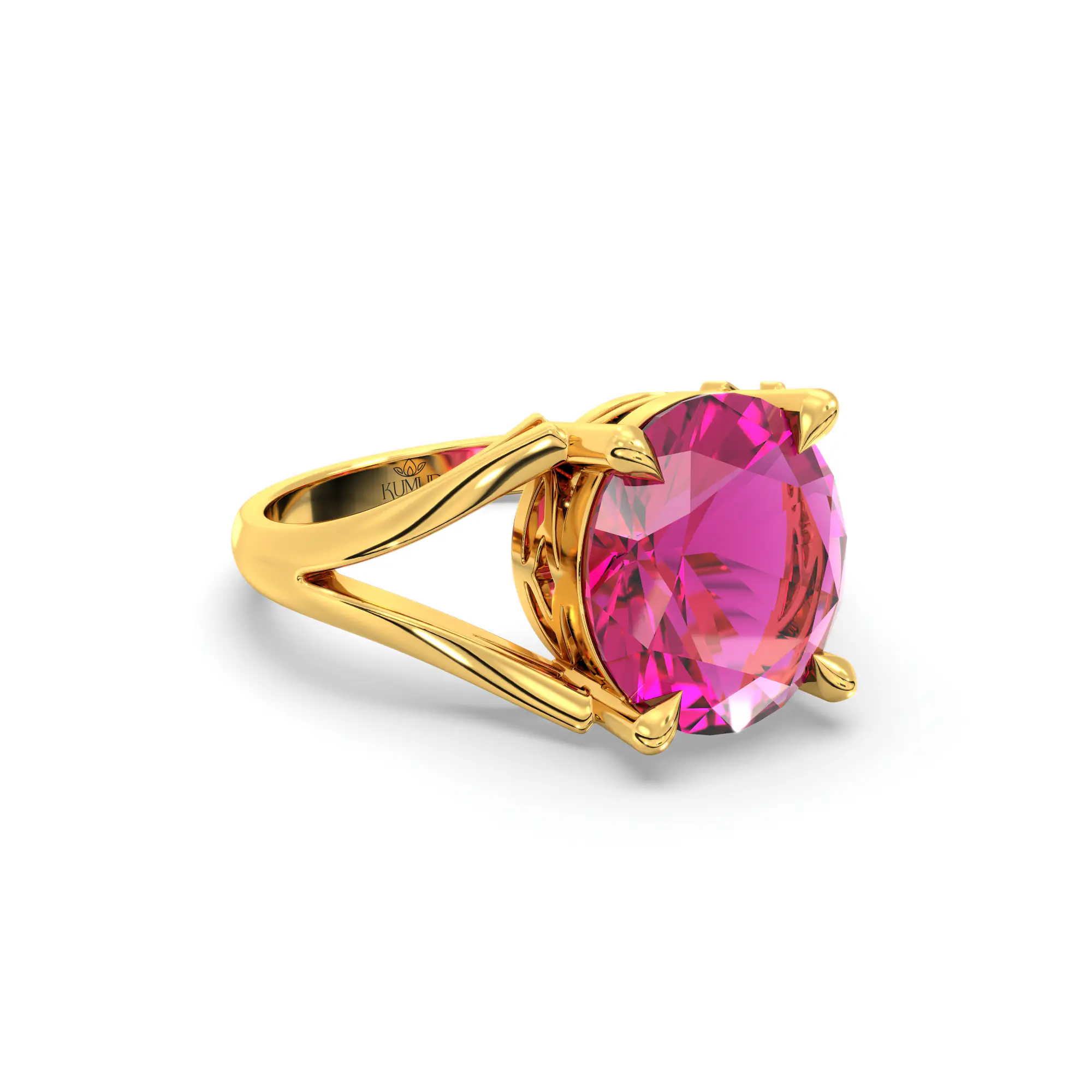 Ruby (Manik) Ring for Women in 22K Yellow Gold – Oval 9x8 mm, Prong Setting, 5 g (Design K16B-6) thumbnail