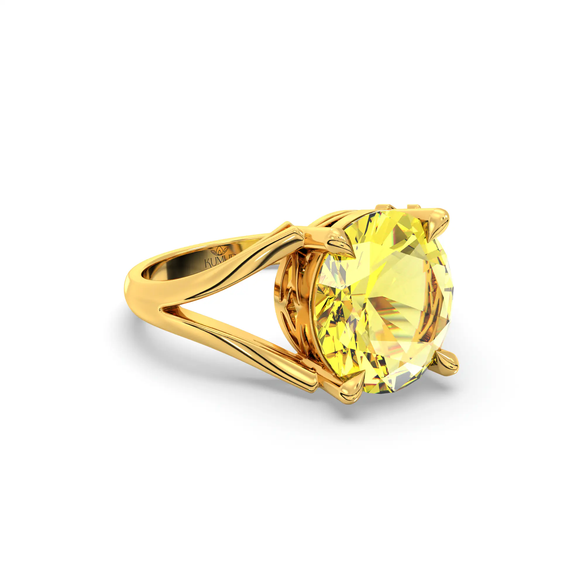 Yellow Sapphire (Pukhraj) Ring for Women in 22K Yellow Gold – Oval 9x8 mm, Prong Setting, 5 g (Design K16B-6) thumbnail