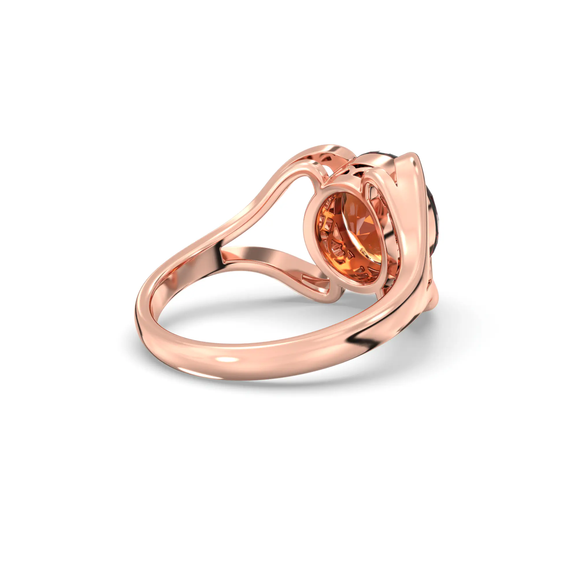 Hessonite (Gomed) Ring for Women in 18K Rose Gold – Oval 9x8 mm, Prong Setting, 6 g (Design K16B-7) thumbnail