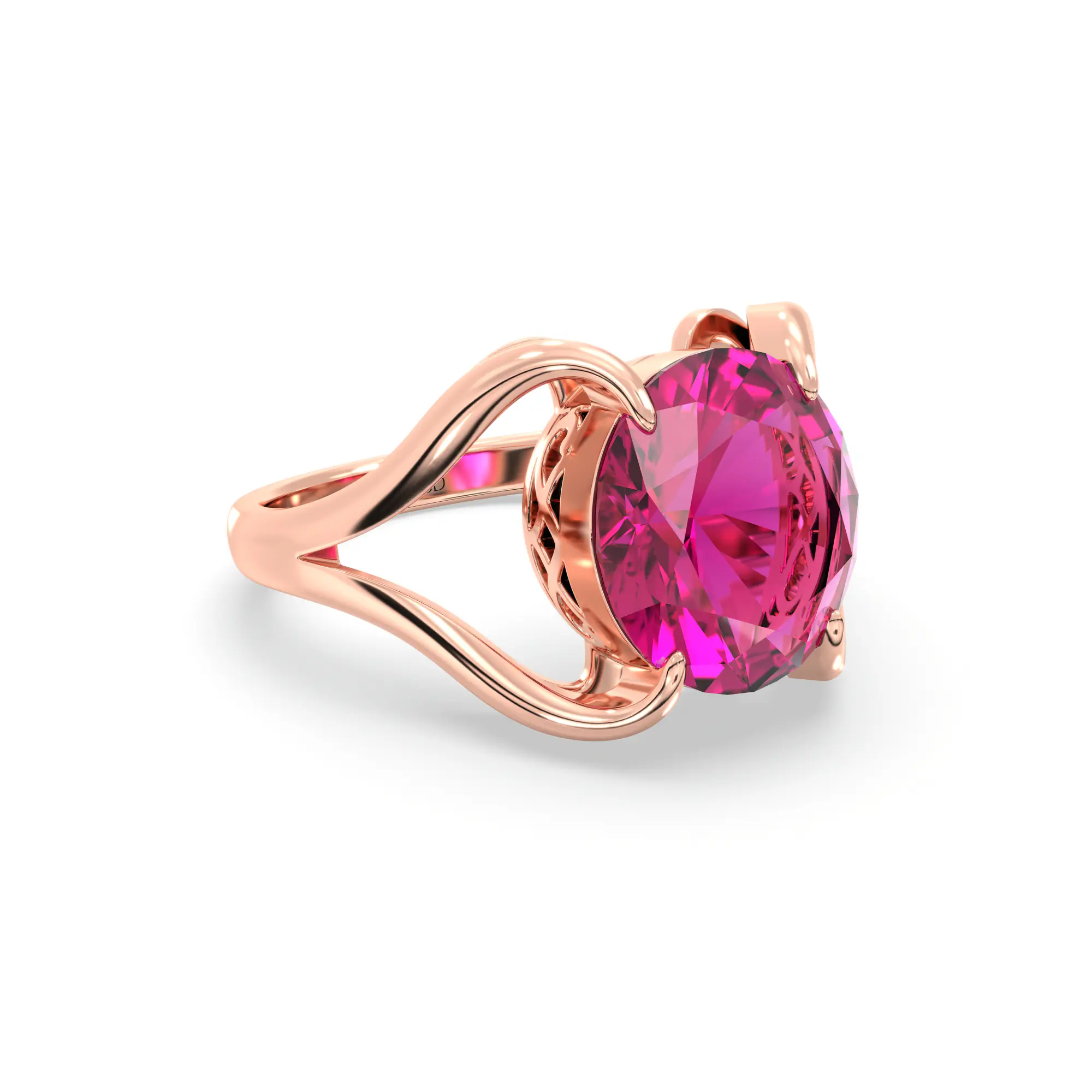 Ruby (Manik) Ring for Women in 18K Rose Gold – Oval 9x8 mm, Prong Setting, 6 g (Design K16B-7) thumbnail