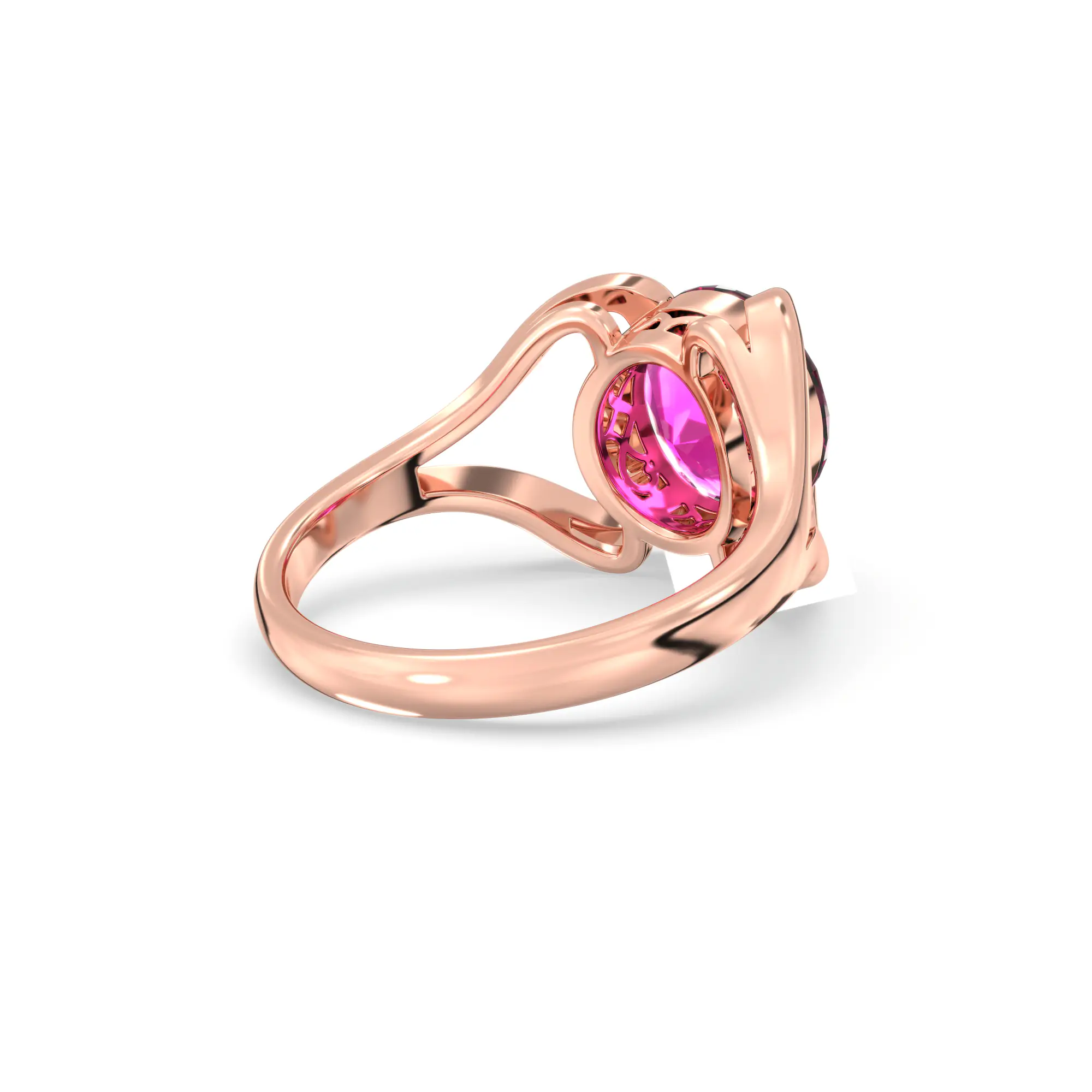 Ruby (Manik) Ring for Women in 18K Rose Gold – Oval 9x8 mm, Prong Setting, 6 g (Design K16B-7) thumbnail