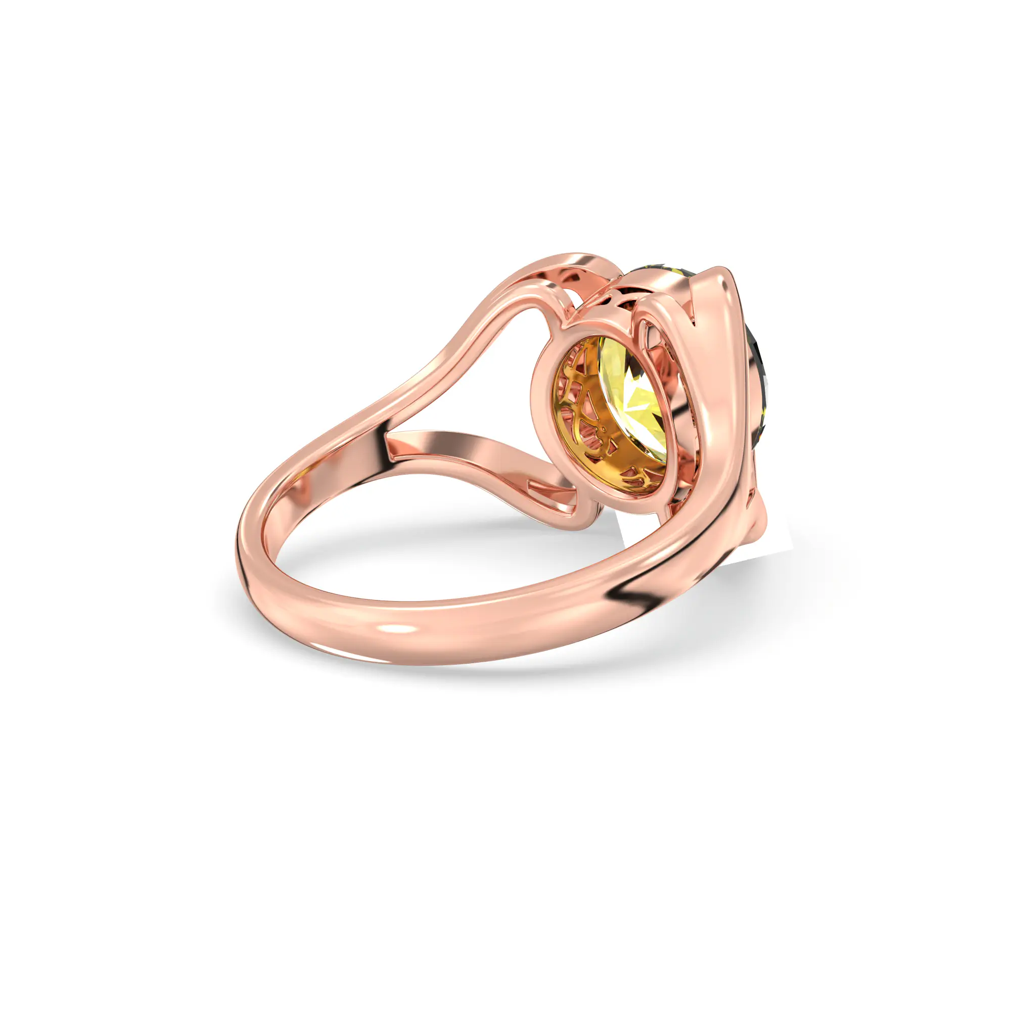 Yellow Sapphire (Pukhraj) Ring for Women in 18K Rose Gold – Oval 9x8 mm, Prong Setting, 6 g (Design K16B-7) thumbnail