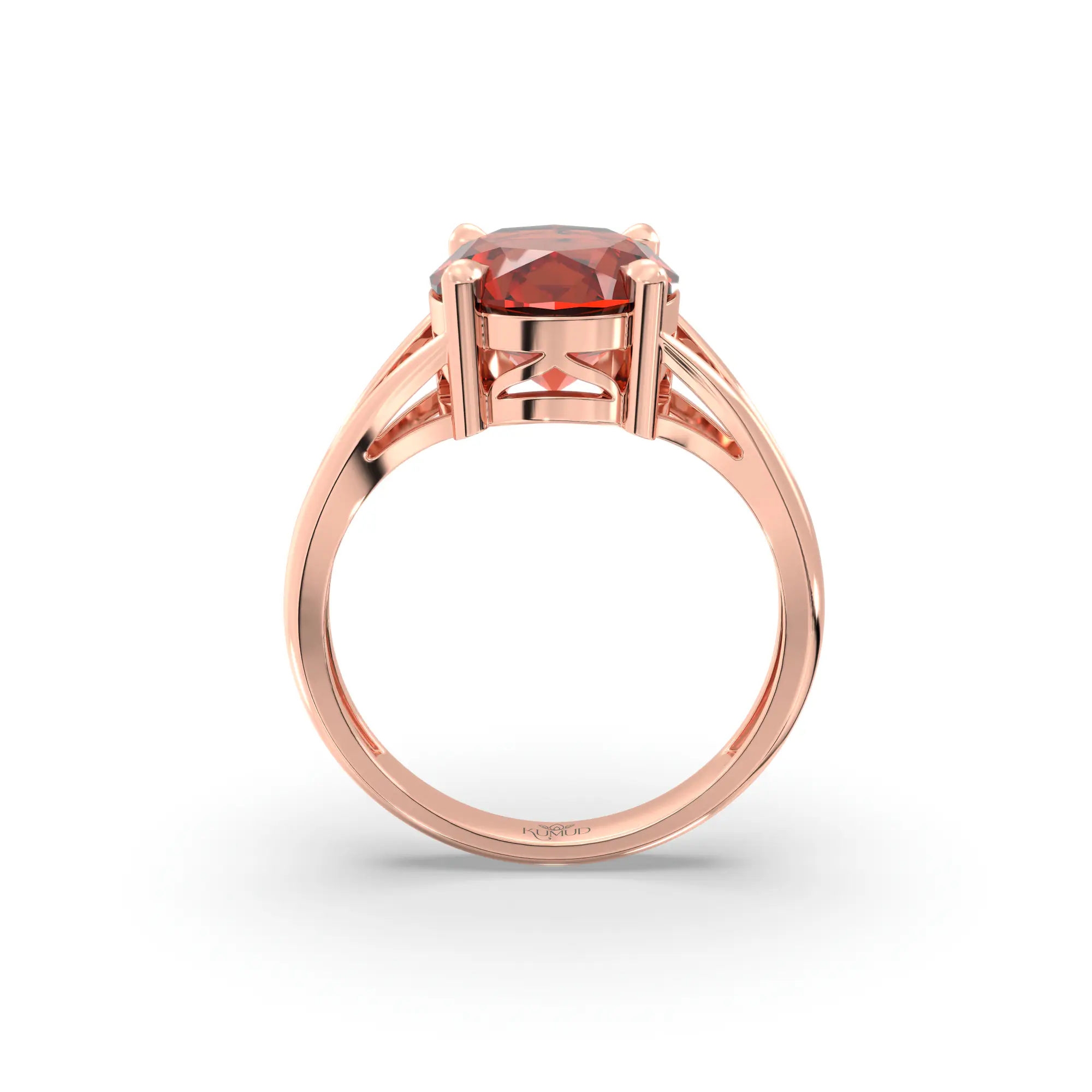 Hessonite (Gomed) Ring for Women in 18K Rose Gold – Oval 9x8 mm, Prong Setting, 4 g (Design K16B-8) thumbnail