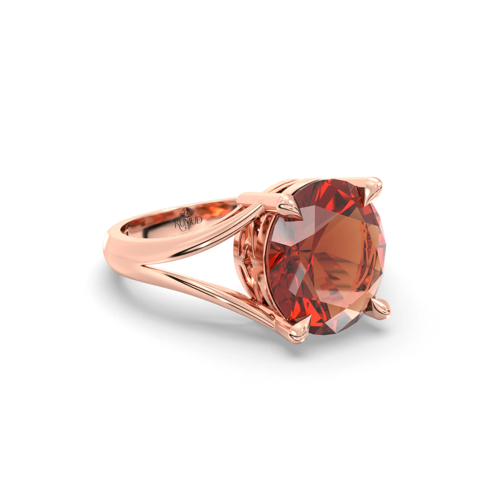 Hessonite (Gomed) Ring for Women in 18K Rose Gold – Oval 9x8 mm, Prong Setting, 4 g (Design K16B-8) thumbnail