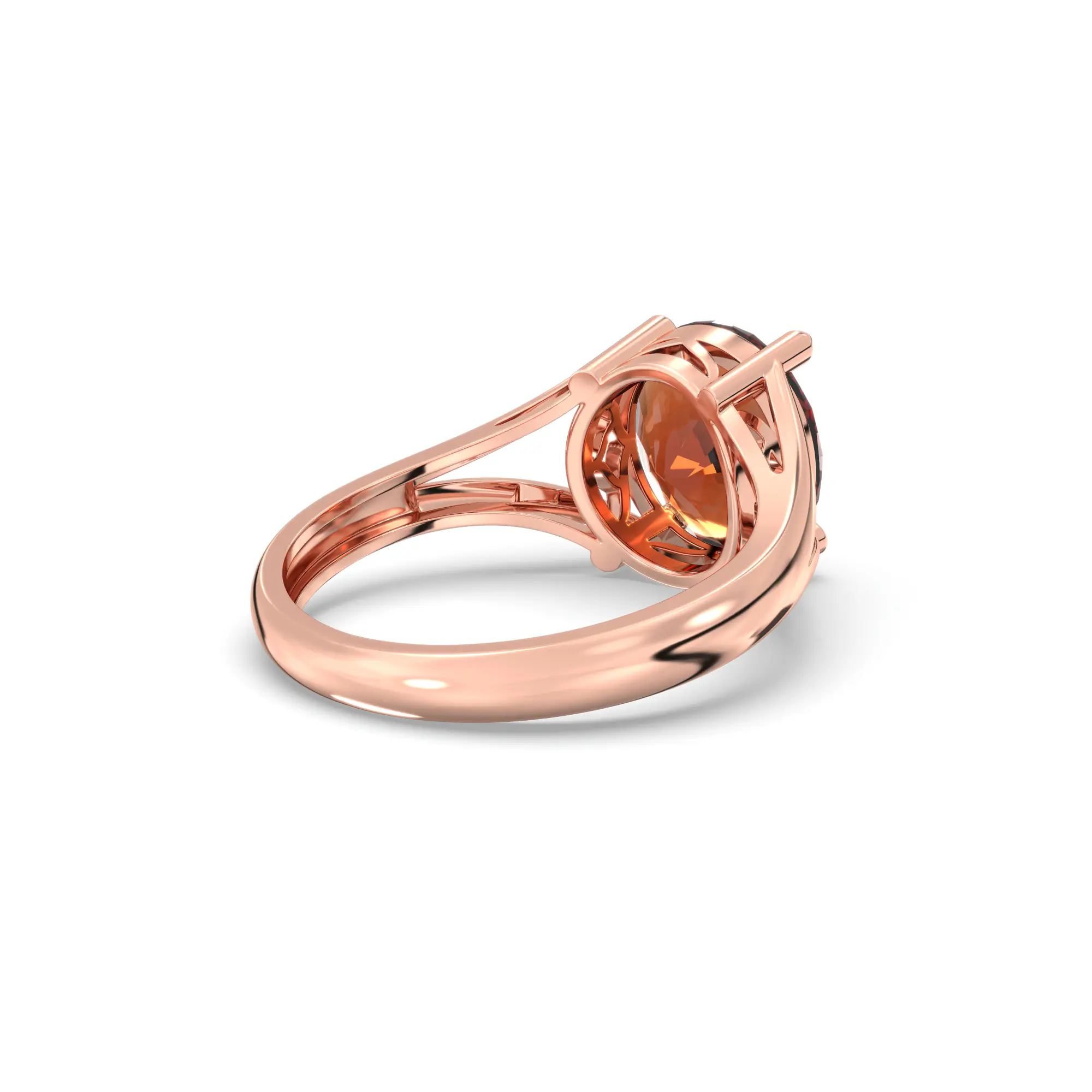 Hessonite (Gomed) Ring for Women in 18K Rose Gold – Oval 9x8 mm, Prong Setting, 4 g (Design K16B-8) thumbnail
