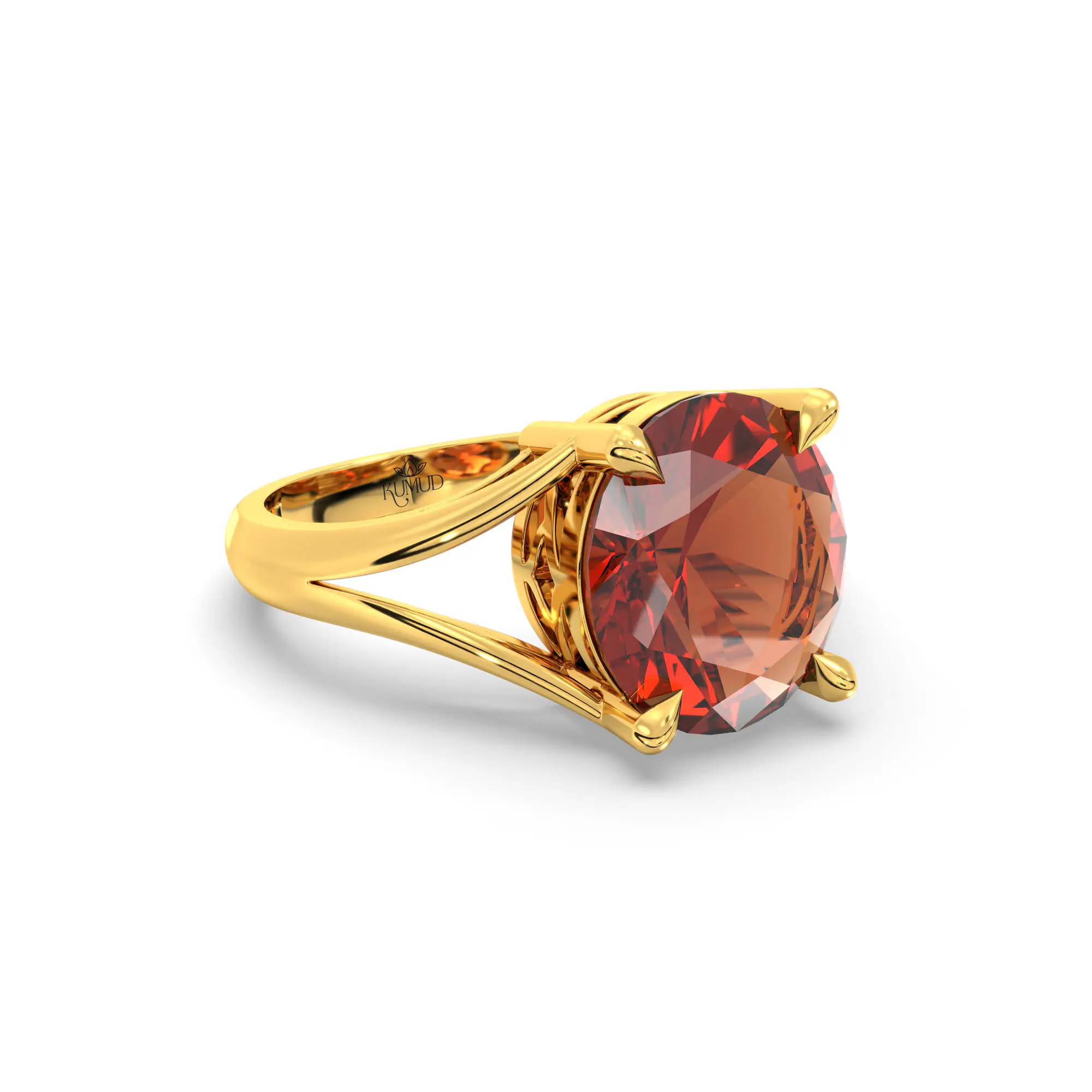 Hessonite (Gomed) Ring for Women in 22K Yellow Gold – Oval 9x8 mm, Prong Setting, 4 g (Design K16B-8) thumbnail