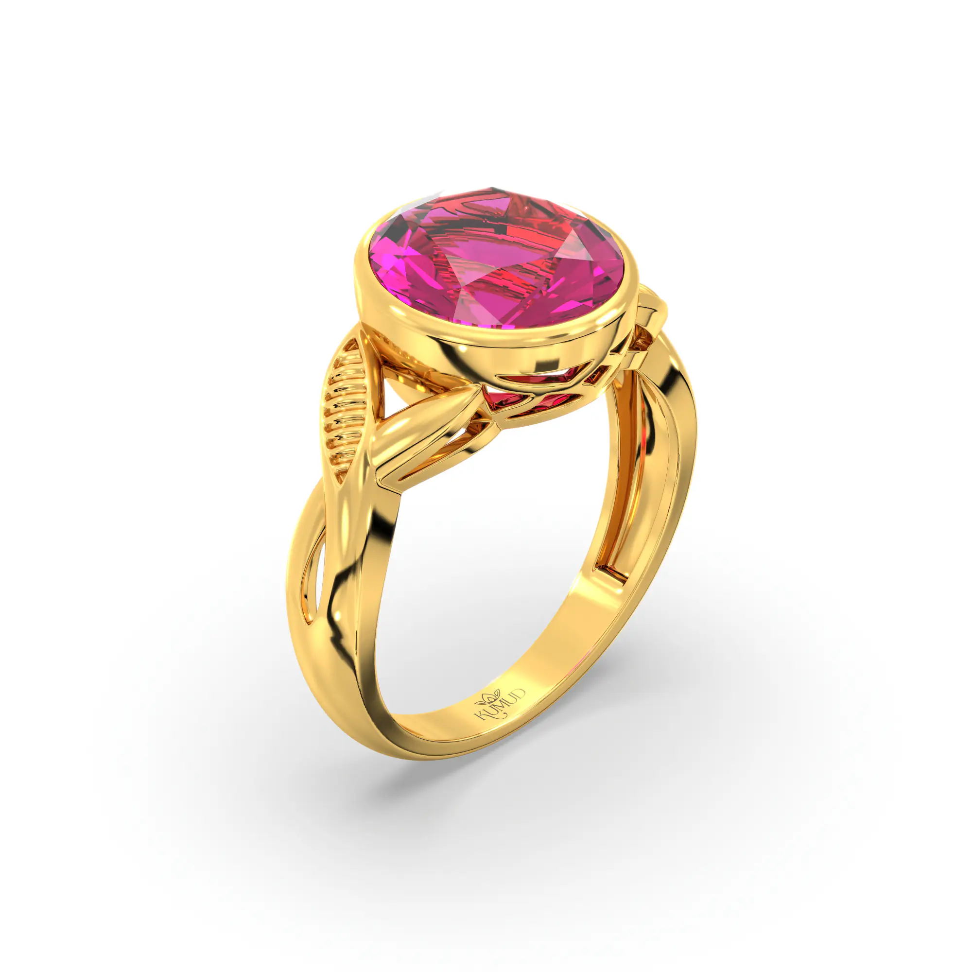 Ruby (Manik) Ring for Women in 22K Yellow Gold – Oval 9x8 mm, Prong Setting, 5 g (Design K16B-9) thumbnail