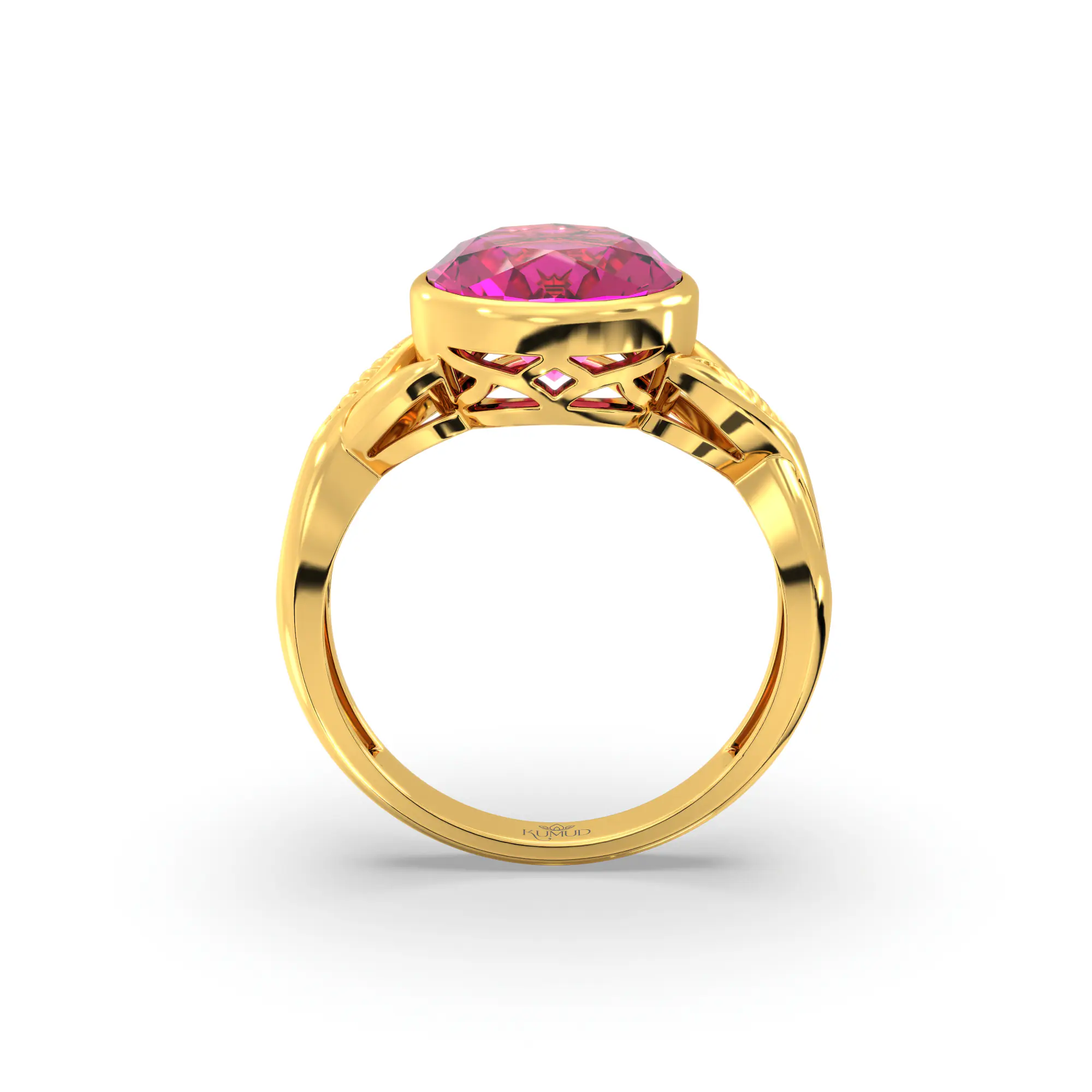 Ruby (Manik) Ring for Women in 22K Yellow Gold – Oval 9x8 mm, Prong Setting, 5 g (Design K16B-9) thumbnail