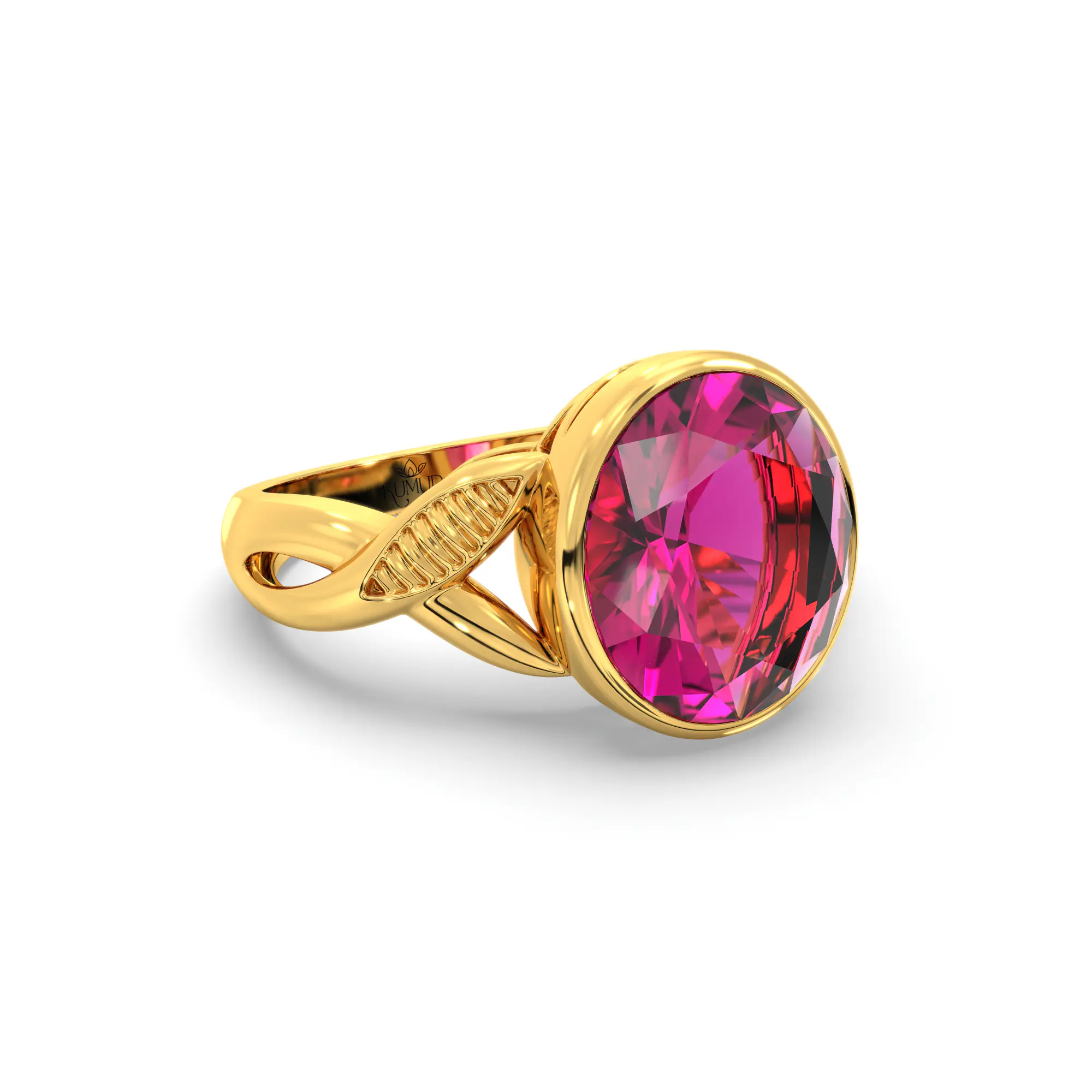 Ruby (Manik) Ring for Women in 22K Yellow Gold – Oval 9x8 mm, Prong Setting, 5 g (Design K16B-9) thumbnail