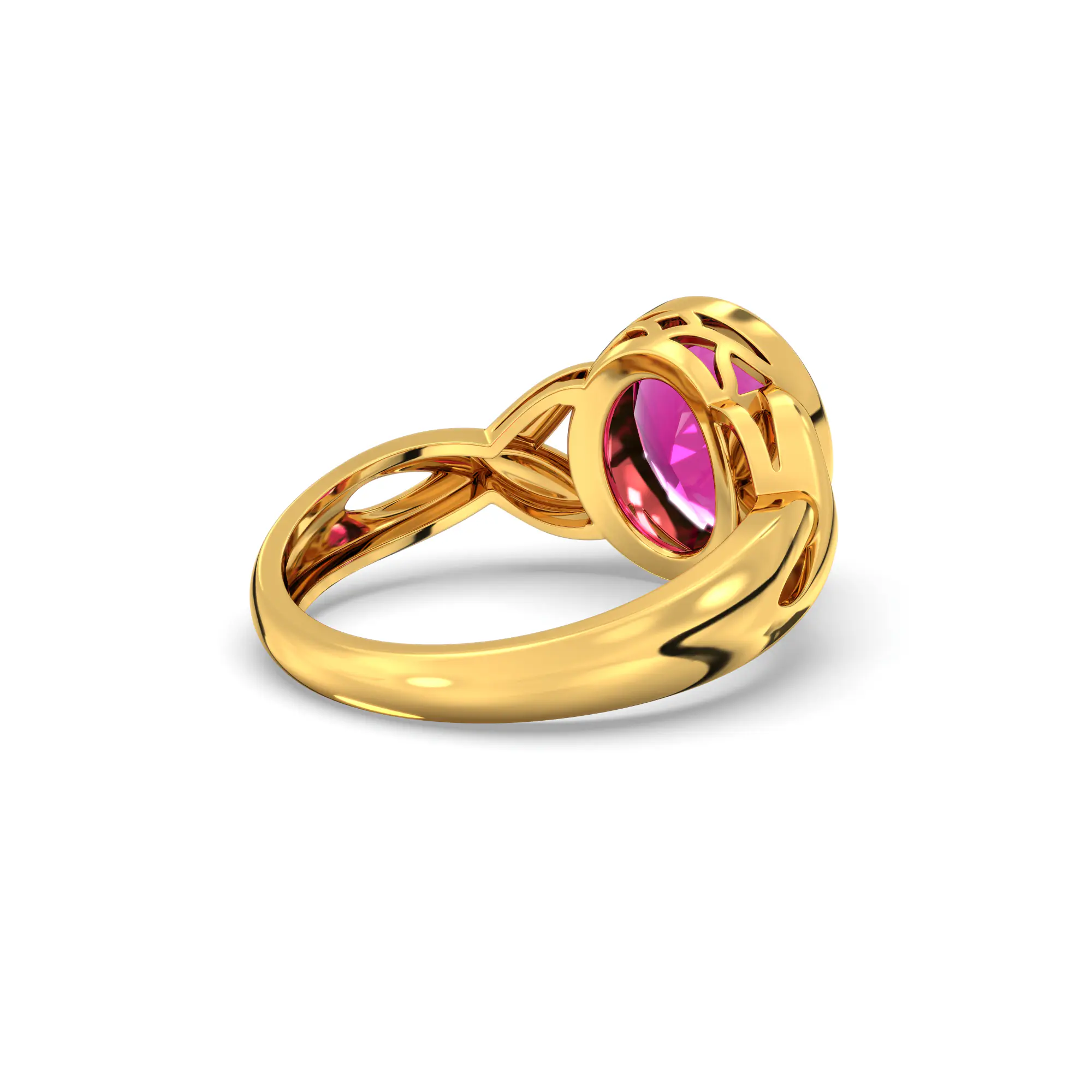 Ruby (Manik) Ring for Women in 22K Yellow Gold – Oval 9x8 mm, Prong Setting, 5 g (Design K16B-9) thumbnail