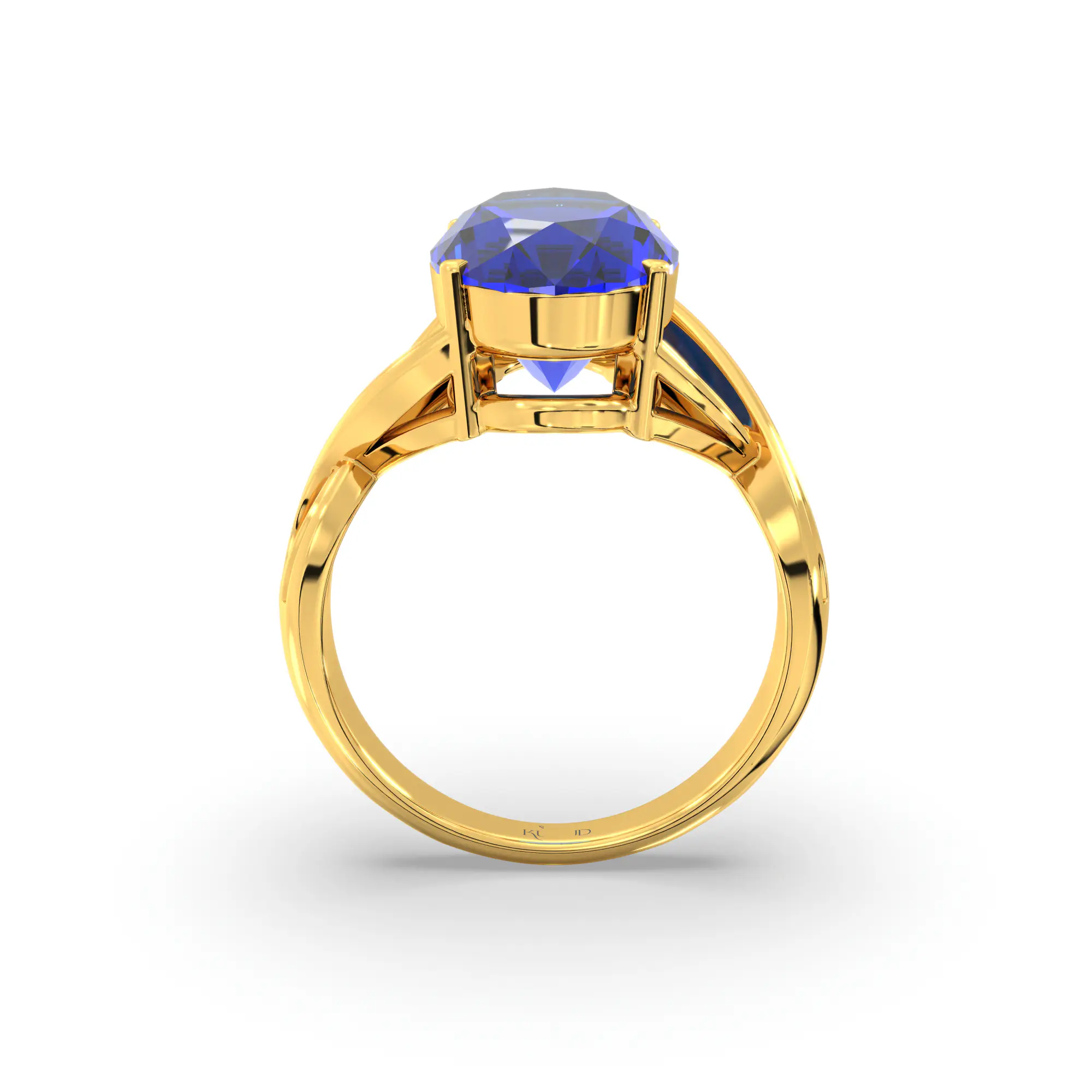 Blue Sapphire (Neelam) Ring for Women in 22K Yellow Gold – Oval 13x8 mm, Prong Setting, 6 g (Design K16B-10) thumbnail