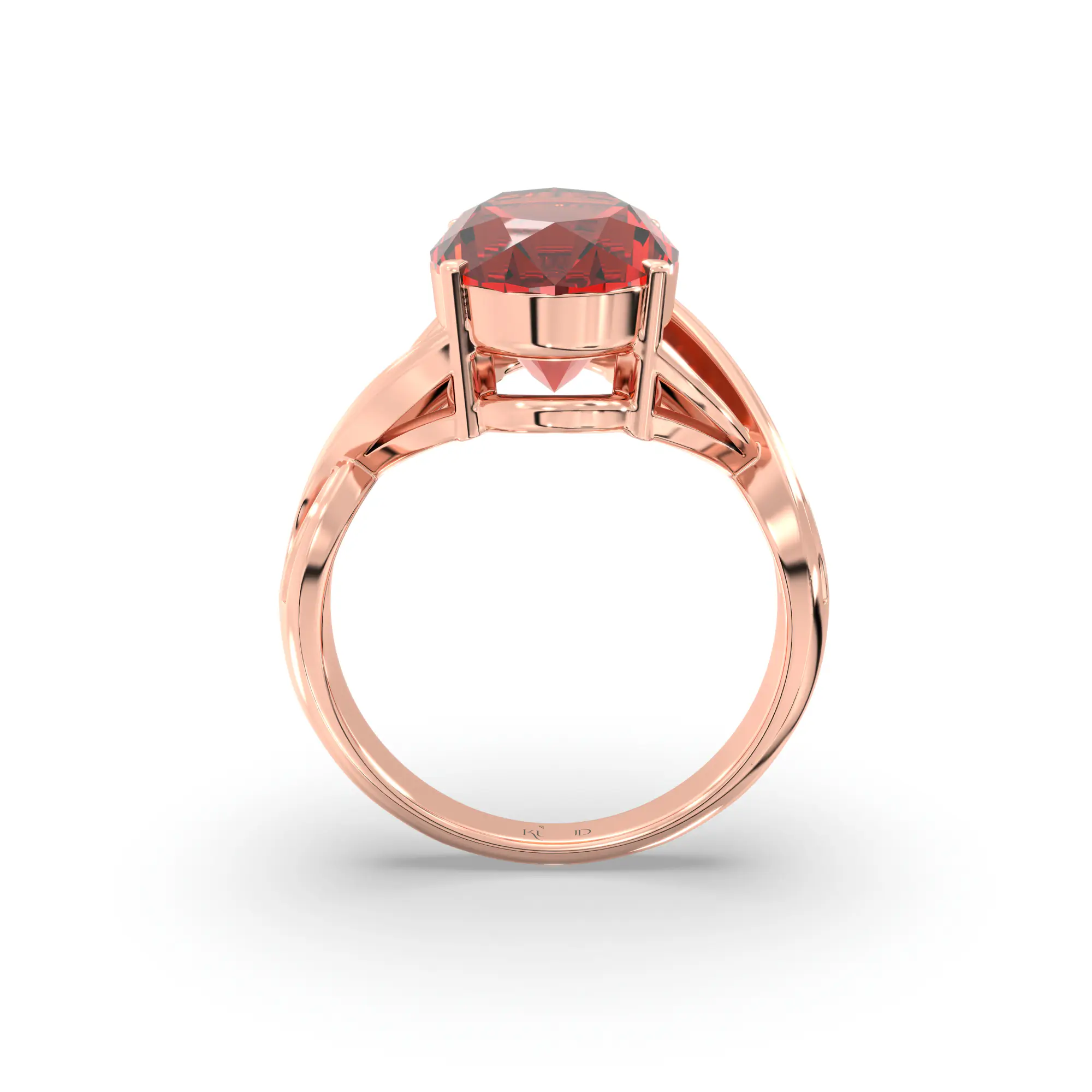 Hessonite (Gomed) Ring for Women in 18K Rose Gold – Oval 13x8 mm, Prong Setting, 6 g (Design K16B-10) thumbnail