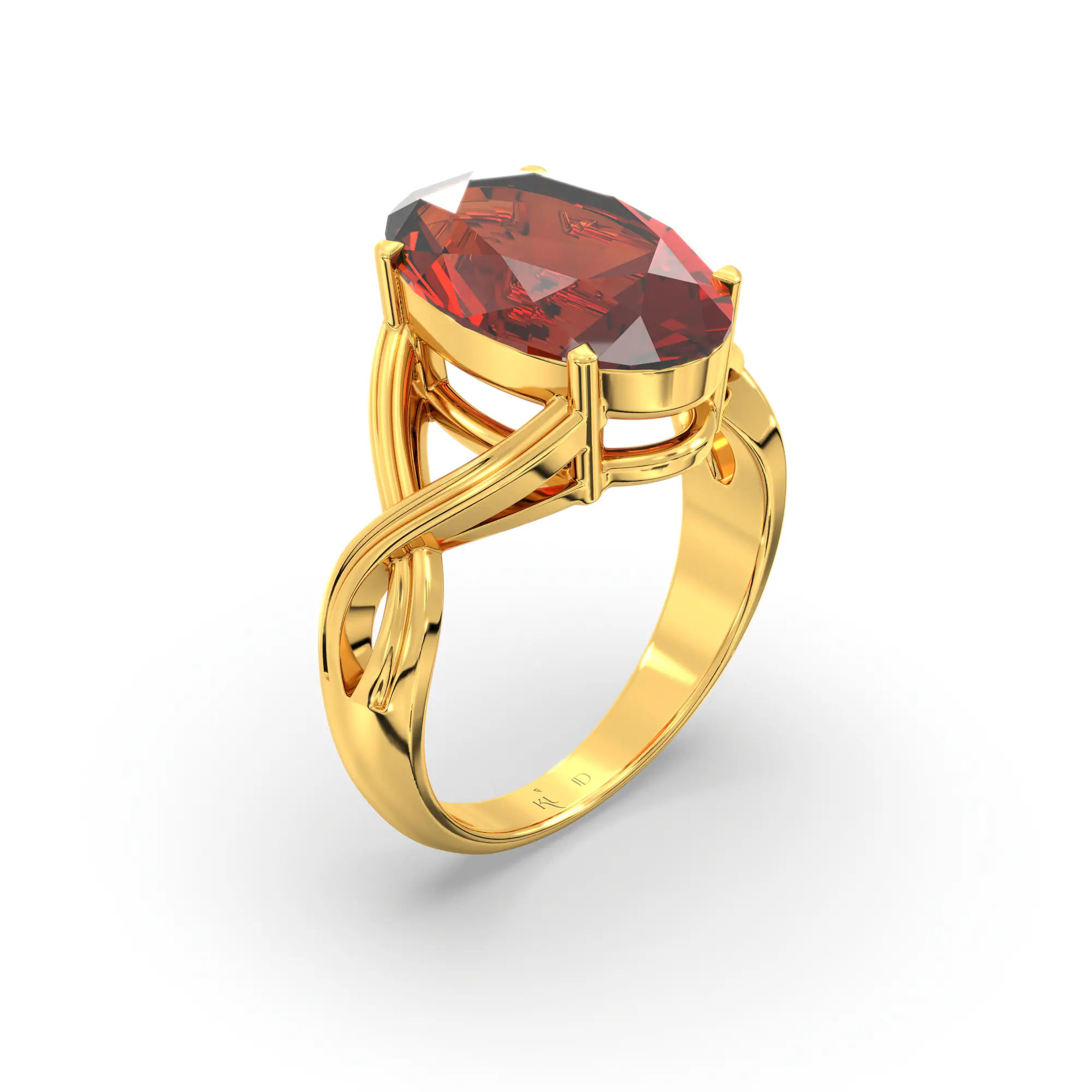 Hessonite (Gomed) Ring for Women in 22K Yellow Gold – Oval 13x8 mm, Prong Setting, 6 g (Design K16B-10) thumbnail