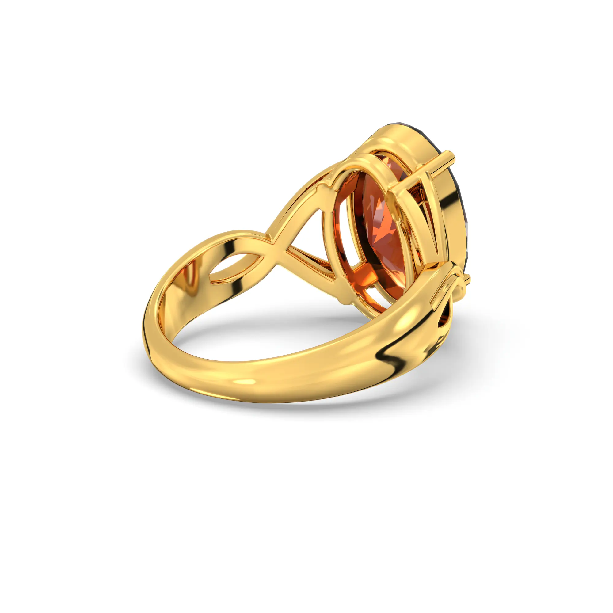 Hessonite (Gomed) Ring for Women in 22K Yellow Gold – Oval 13x8 mm, Prong Setting, 6 g (Design K16B-10) thumbnail