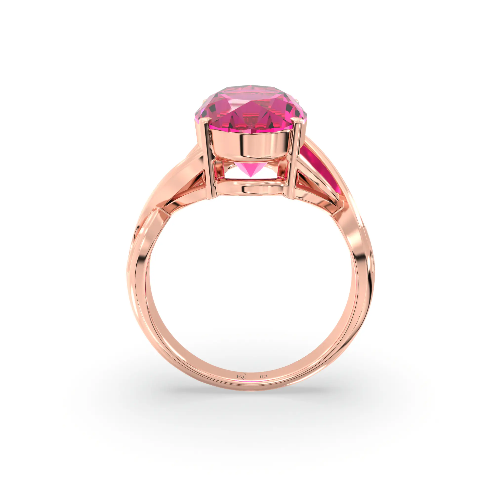 Ruby (Manik) Ring for Women in 18K Rose Gold – Oval 13x8 mm, Prong Setting, 6 g (Design K16B-10) thumbnail