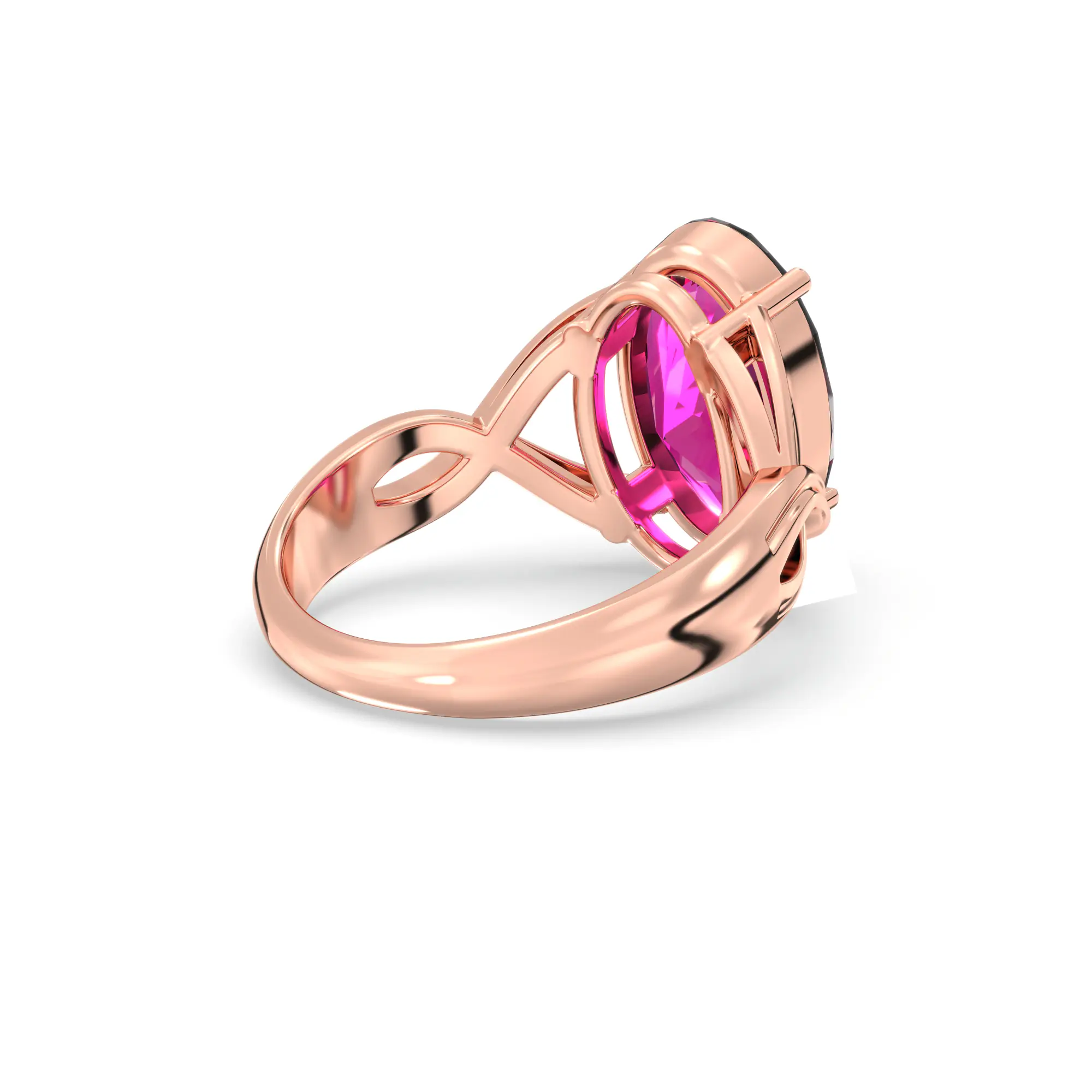 Ruby (Manik) Ring for Women in 18K Rose Gold – Oval 13x8 mm, Prong Setting, 6 g (Design K16B-10) thumbnail