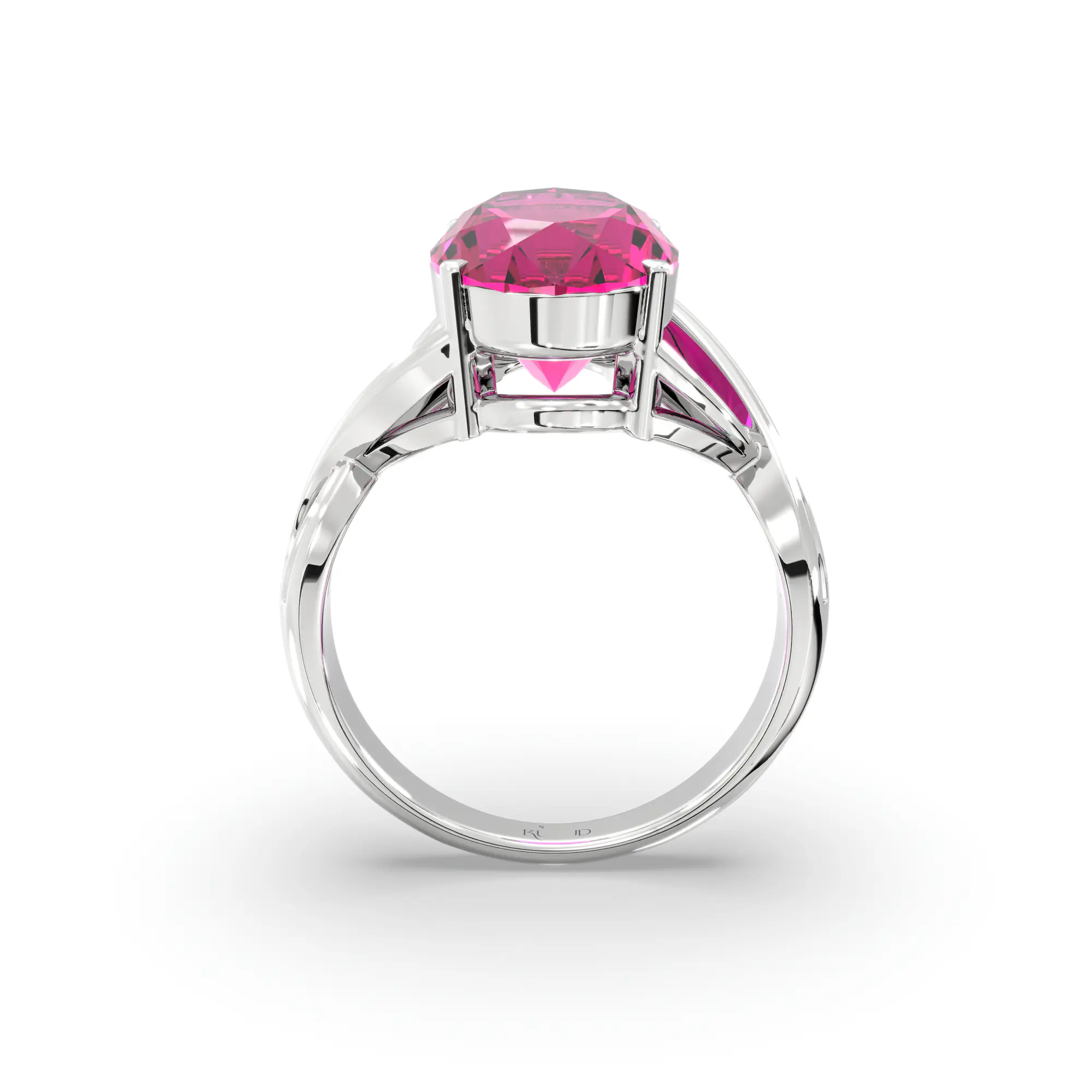 Ruby (Manik) Ring for Women in 18K White Gold – Oval 13x8 mm, Prong Setting, 6 g (Design K16B-10) thumbnail