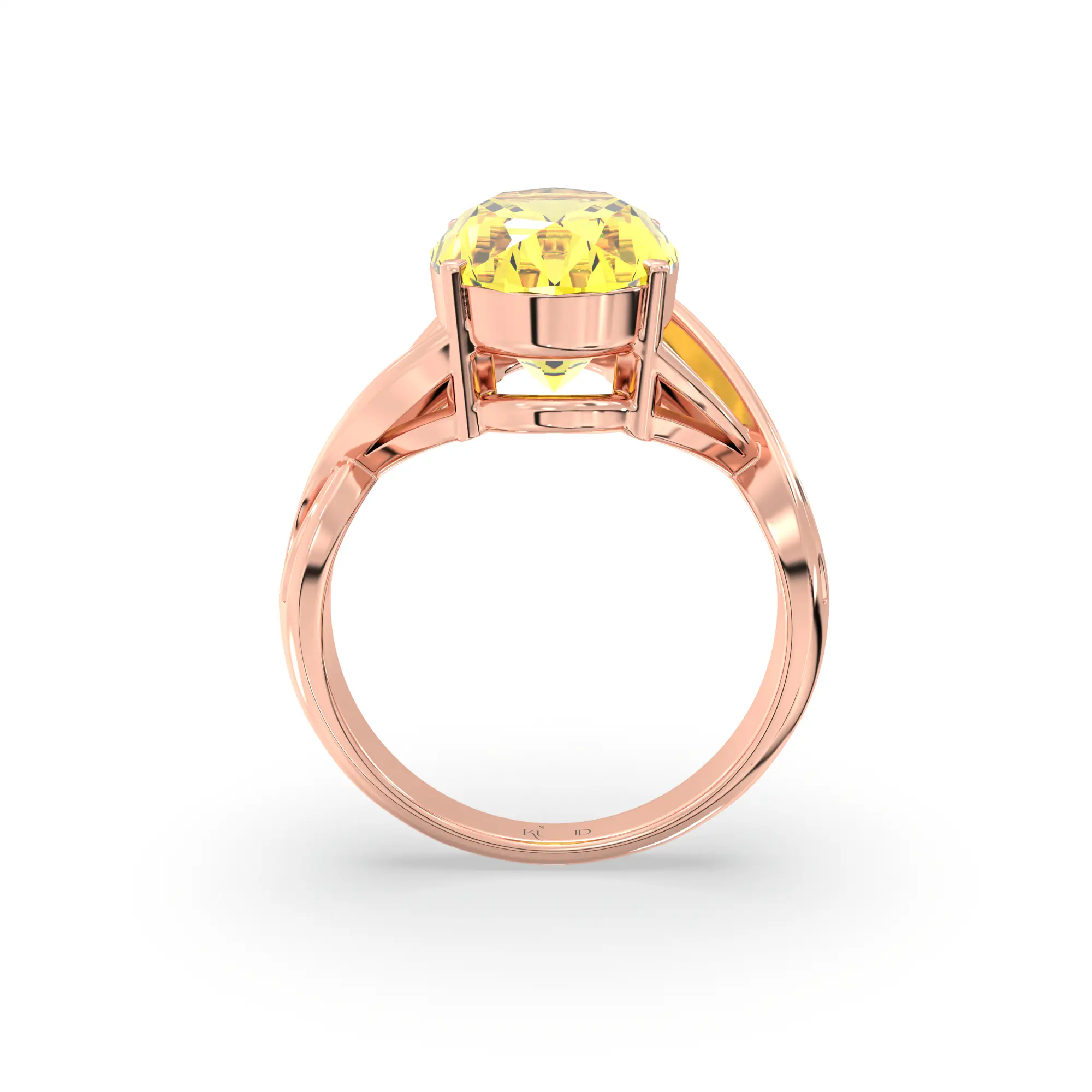 Yellow Sapphire (Pukhraj) Ring for Women in 18K Rose Gold – Oval 13x8 mm, Prong Setting, 6 g (Design K16B-10) thumbnail