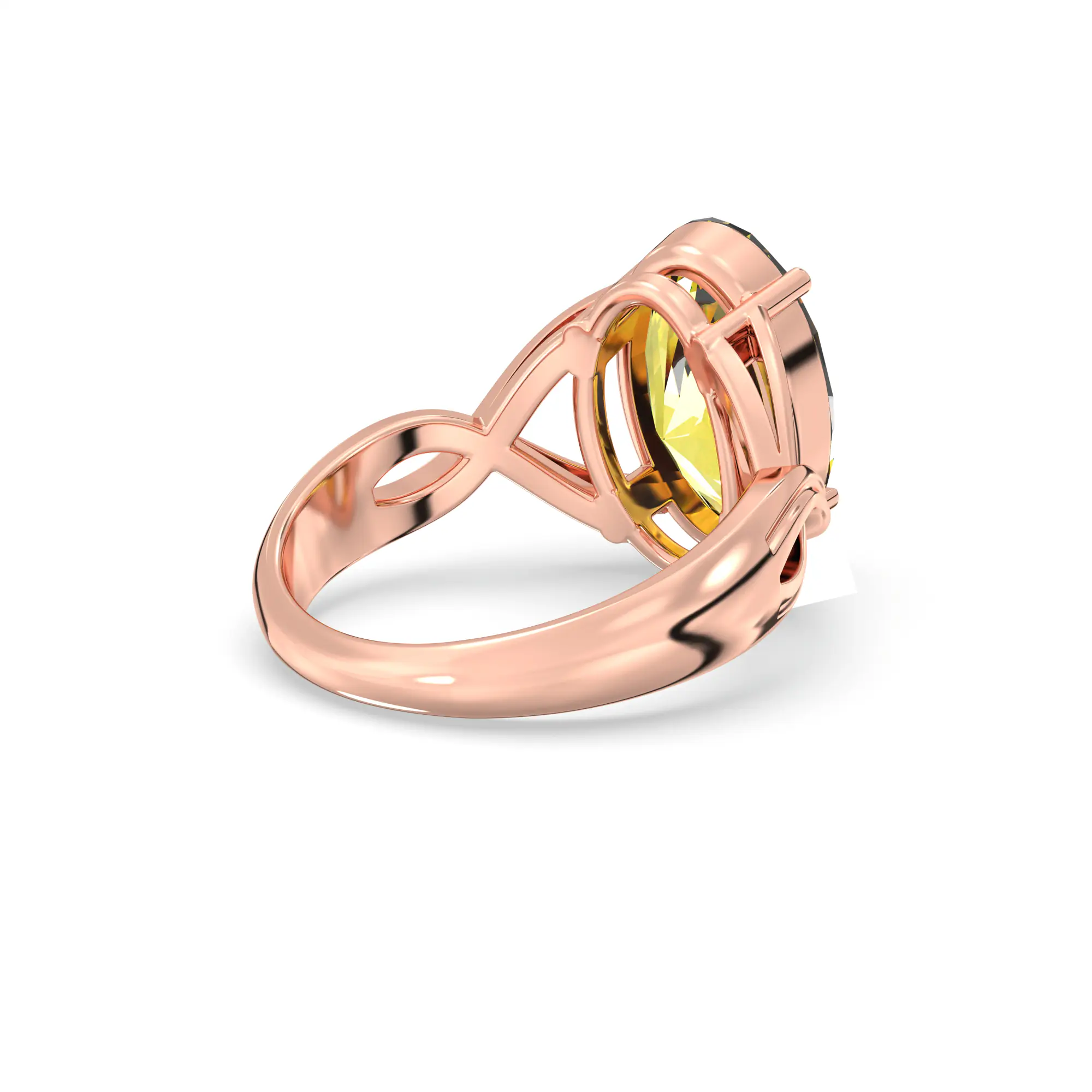 Yellow Sapphire (Pukhraj) Ring for Women in 18K Rose Gold – Oval 13x8 mm, Prong Setting, 6 g (Design K16B-10) thumbnail