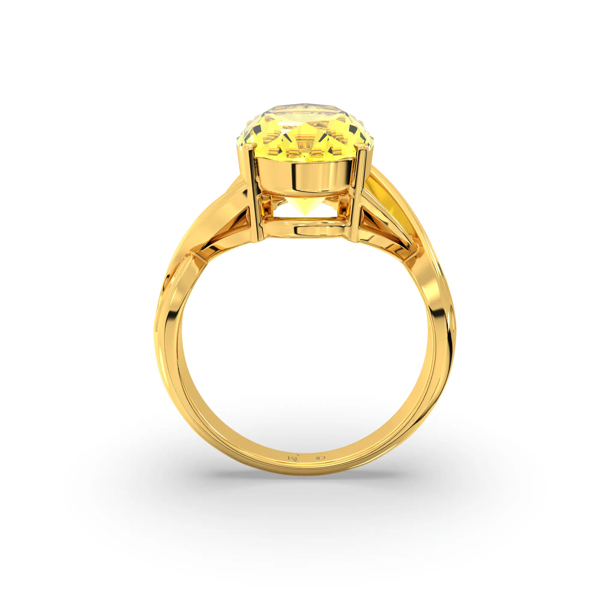Yellow Sapphire (Pukhraj) Ring for Women in 22K Yellow Gold – Oval 13x8 mm, Prong Setting, 6 g (Design K16B-10) thumbnail