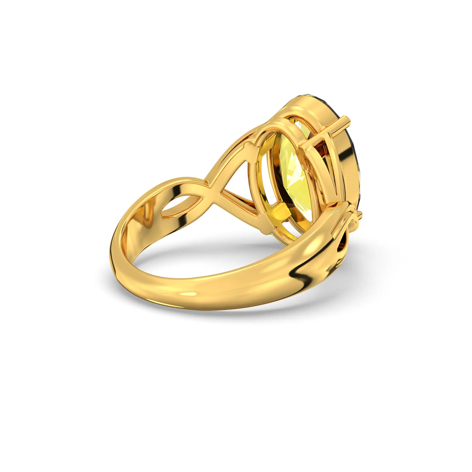 Yellow Sapphire (Pukhraj) Ring for Women in 22K Yellow Gold – Oval 13x8 mm, Prong Setting, 6 g (Design K16B-10) thumbnail