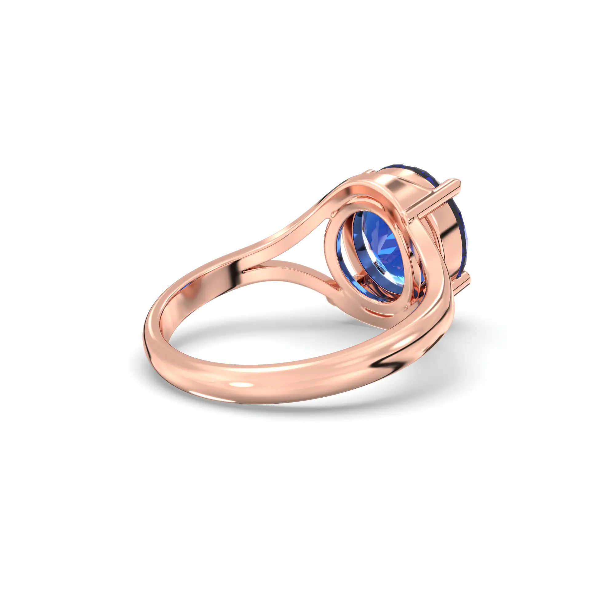 Blue Sapphire (Neelam) Ring for Women in 18K Rose Gold – Oval 9x8 mm, Prong Setting, 5 g (Design K16B-11) thumbnail