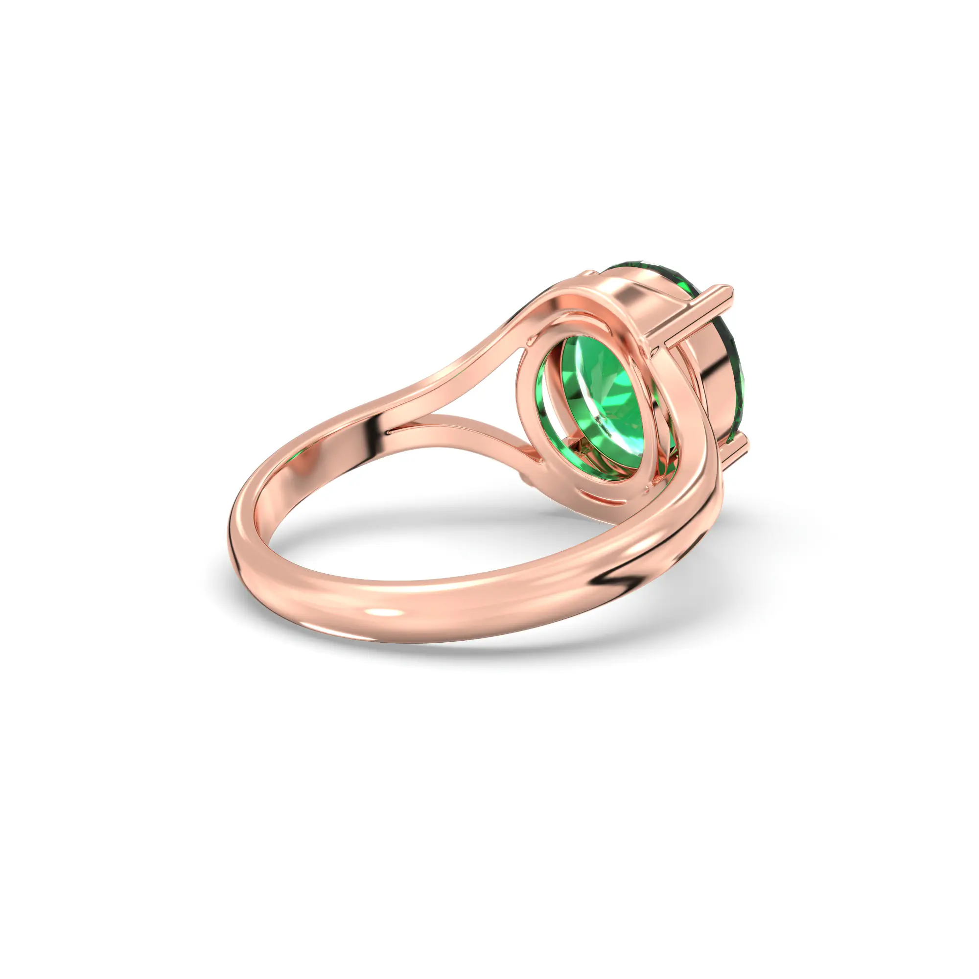 Emerald (Panna) Ring for Women in 18K Rose Gold – Oval 9x8 mm, Prong Setting, 5 g (Design K16B-11) thumbnail