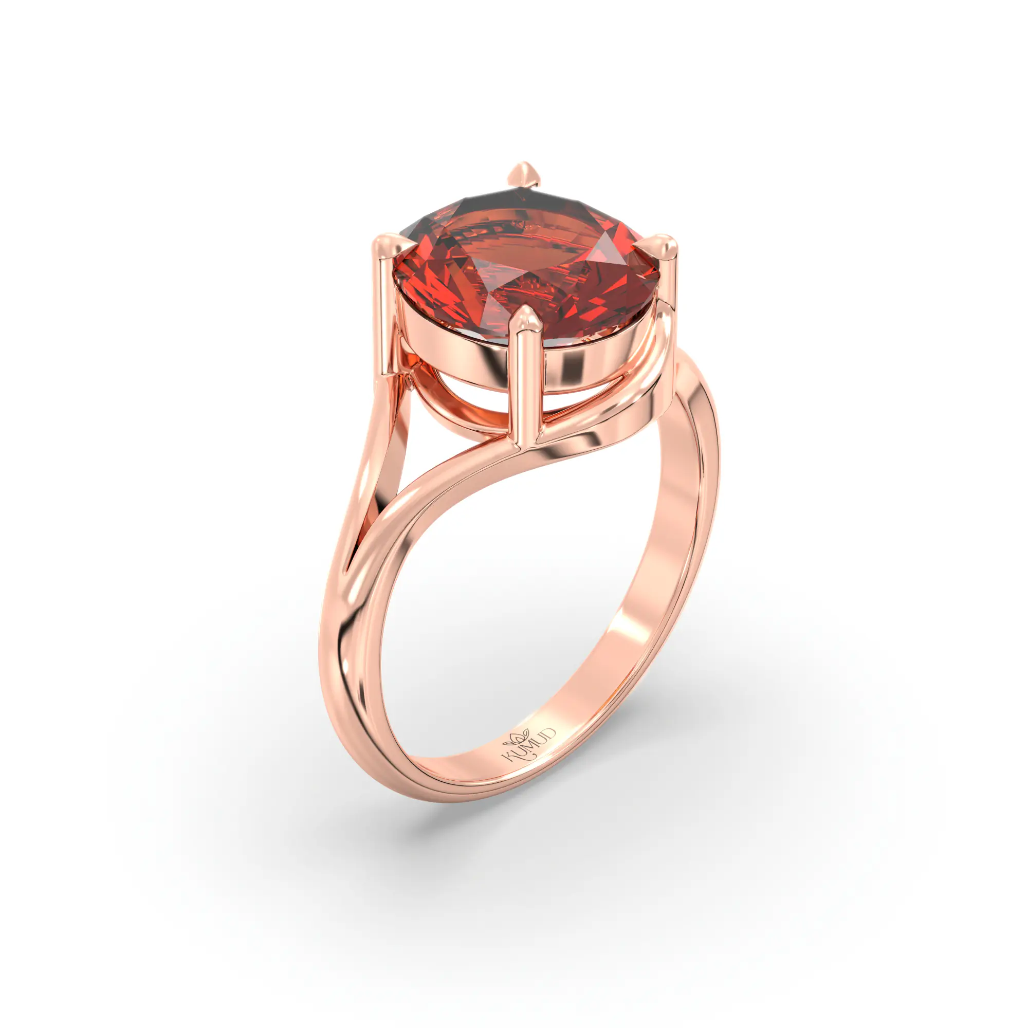 Hessonite (Gomed) Ring for Women in 18K Rose Gold – Oval 9x8 mm, Prong Setting, 5 g (Design K16B-11) thumbnail