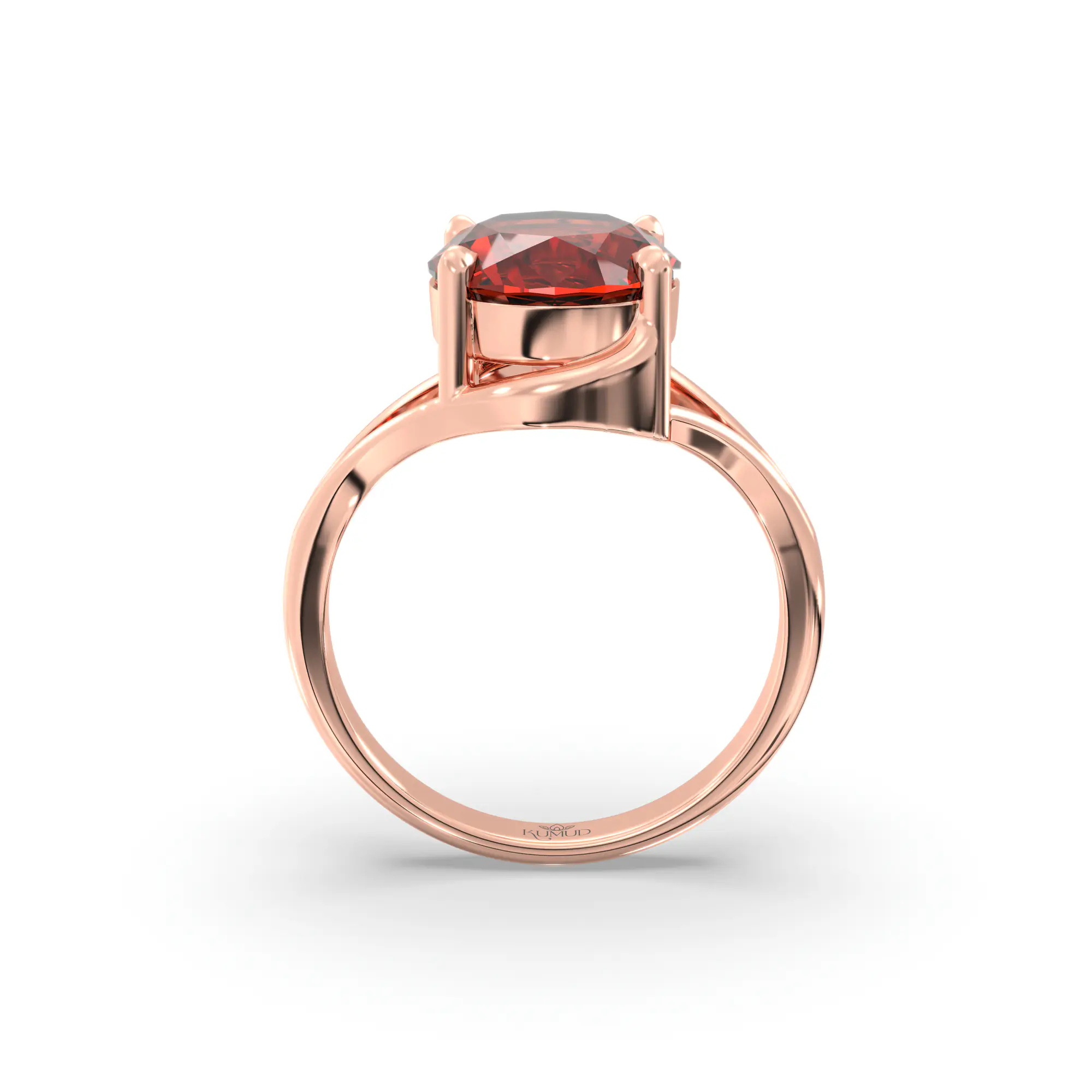 Hessonite (Gomed) Ring for Women in 18K Rose Gold – Oval 9x8 mm, Prong Setting, 5 g (Design K16B-11) thumbnail
