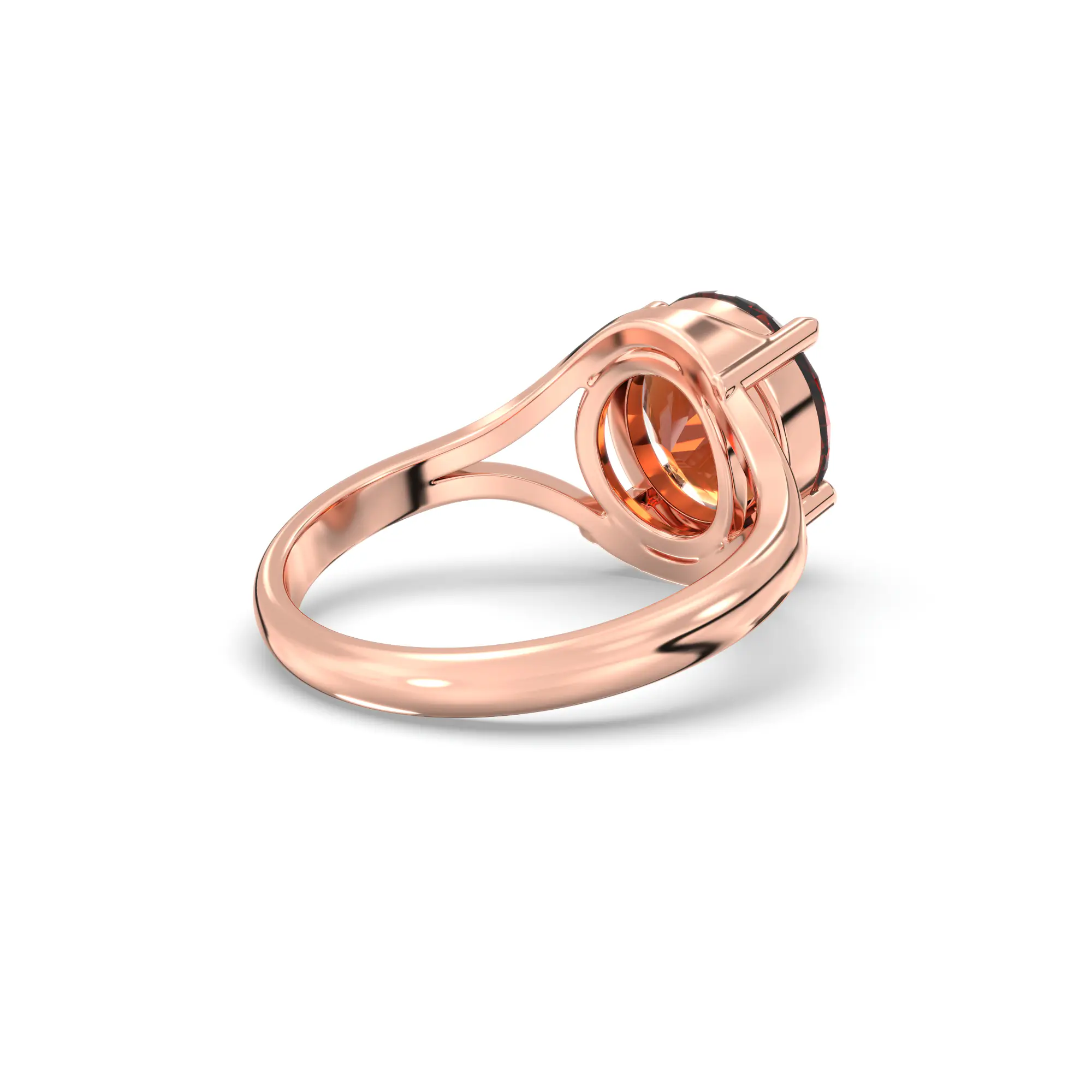 Hessonite (Gomed) Ring for Women in 18K Rose Gold – Oval 9x8 mm, Prong Setting, 5 g (Design K16B-11) thumbnail
