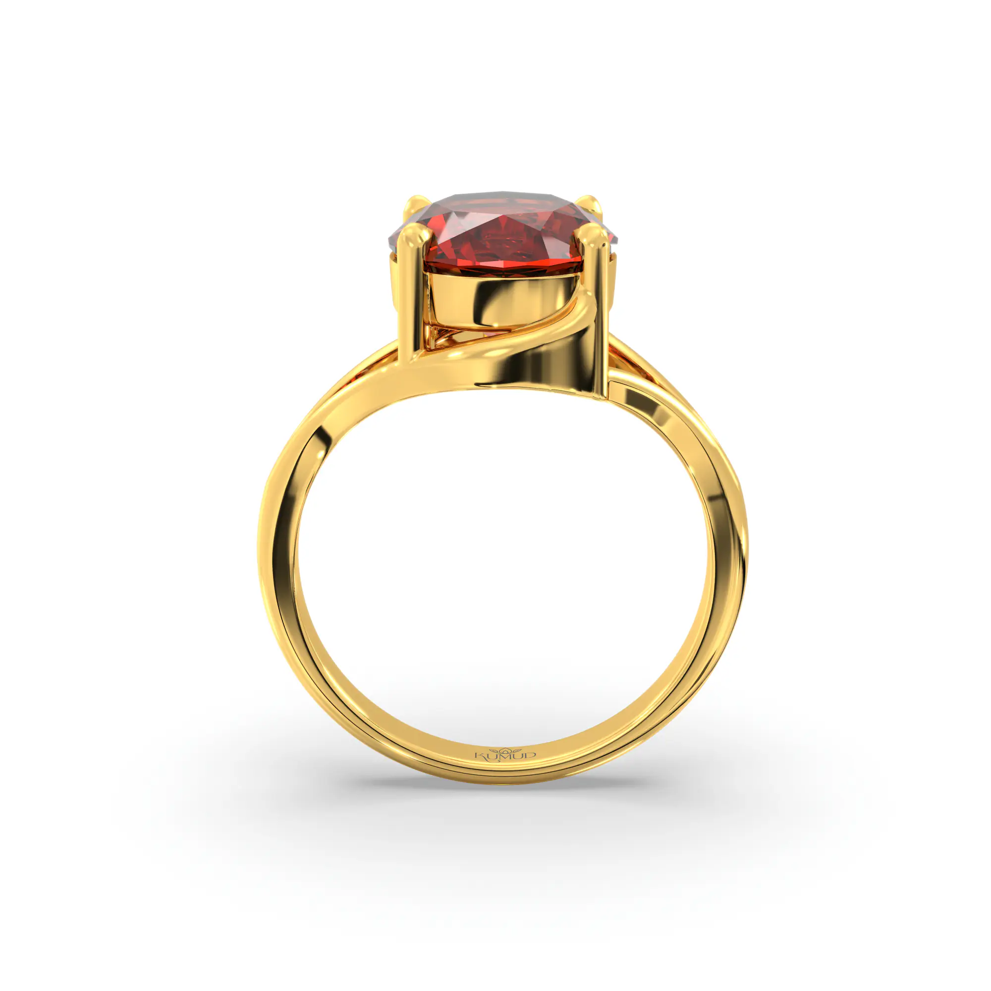 Hessonite (Gomed) Ring for Women in 22K Yellow Gold – Oval 9x8 mm, Prong Setting, 5 g (Design K16B-11) thumbnail