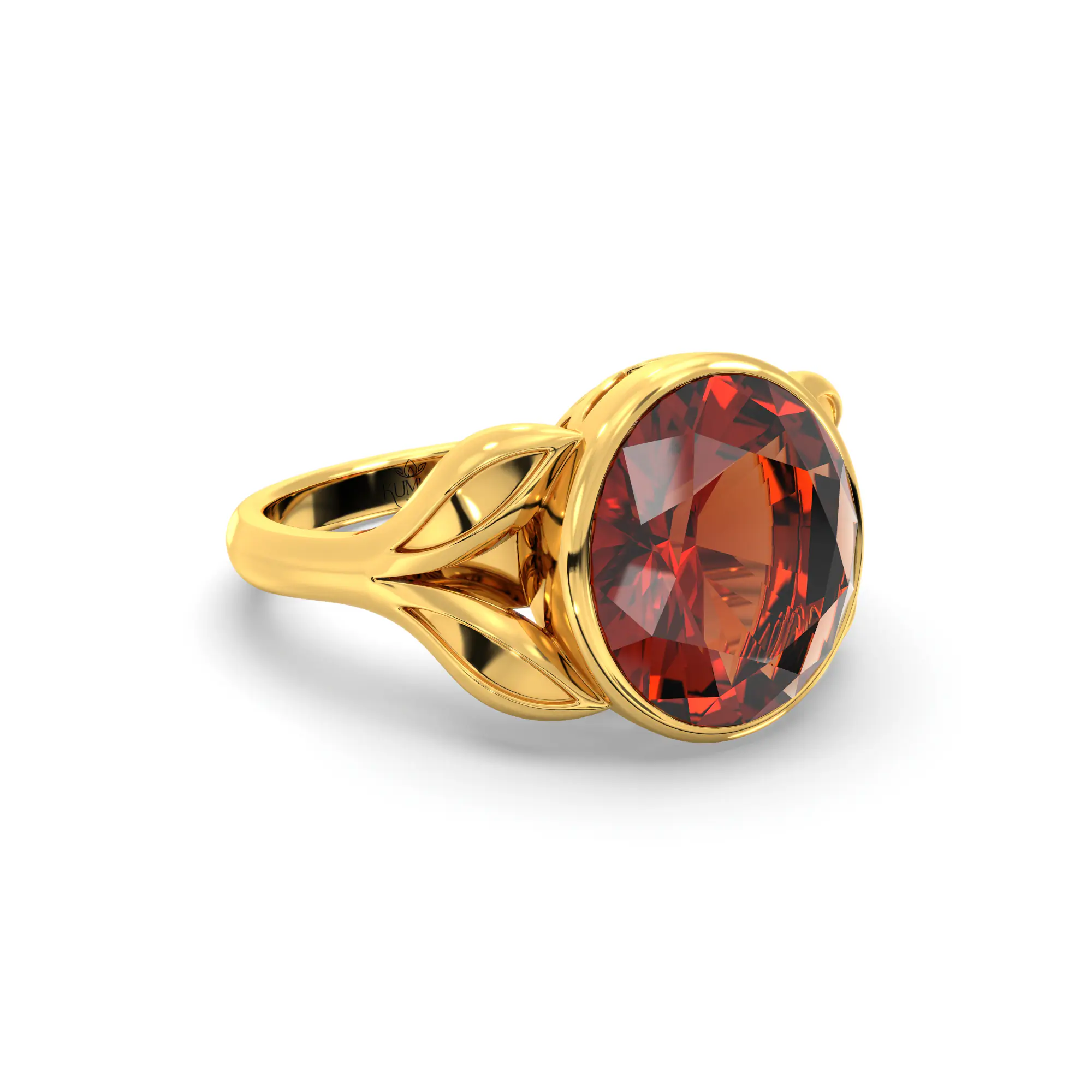Hessonite (Gomed) Ring for Women in 22K Yellow Gold – Oval 9x8 mm, Prong Setting, 5 g (Design K16B-12) thumbnail