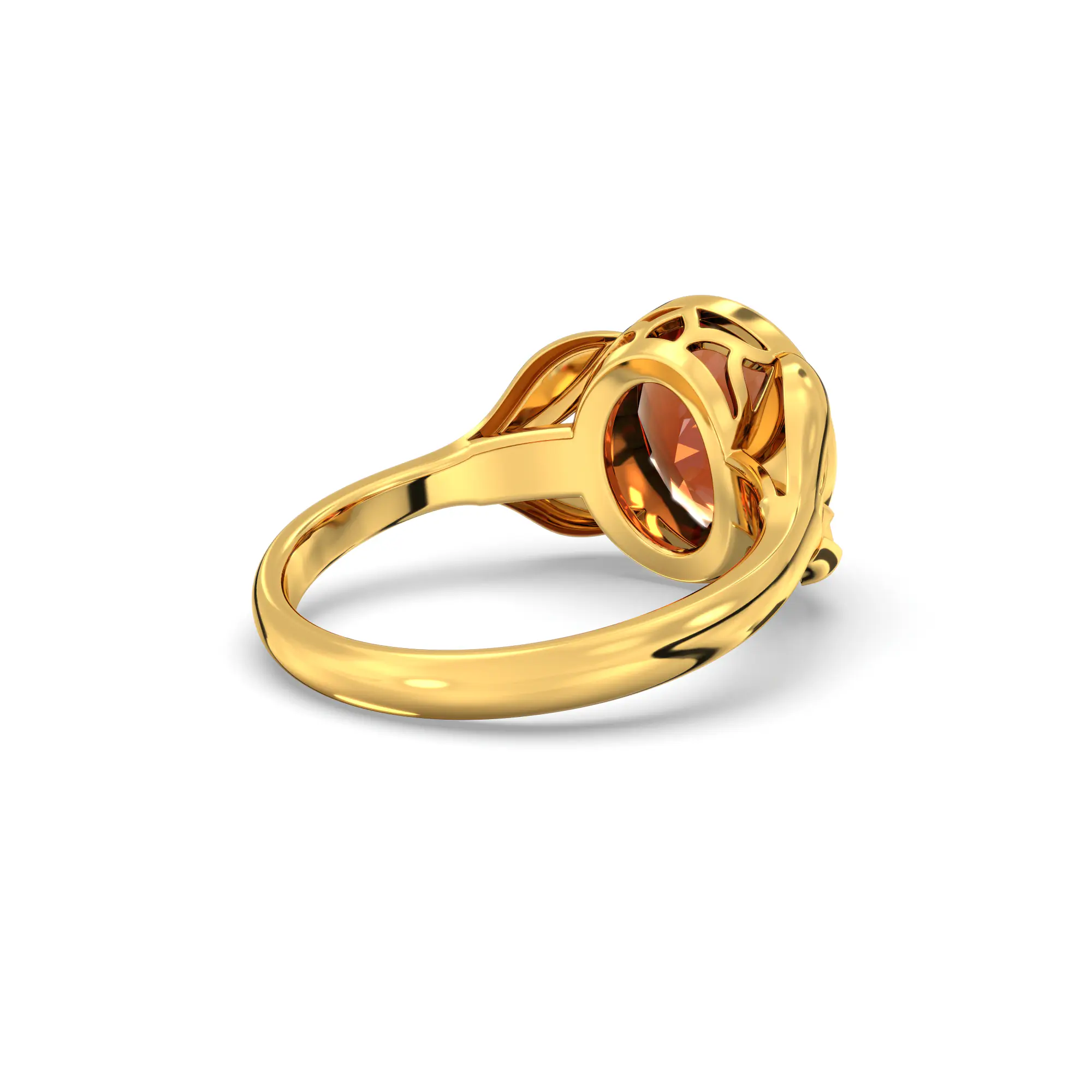 Hessonite (Gomed) Ring for Women in 22K Yellow Gold – Oval 9x8 mm, Prong Setting, 5 g (Design K16B-12) thumbnail