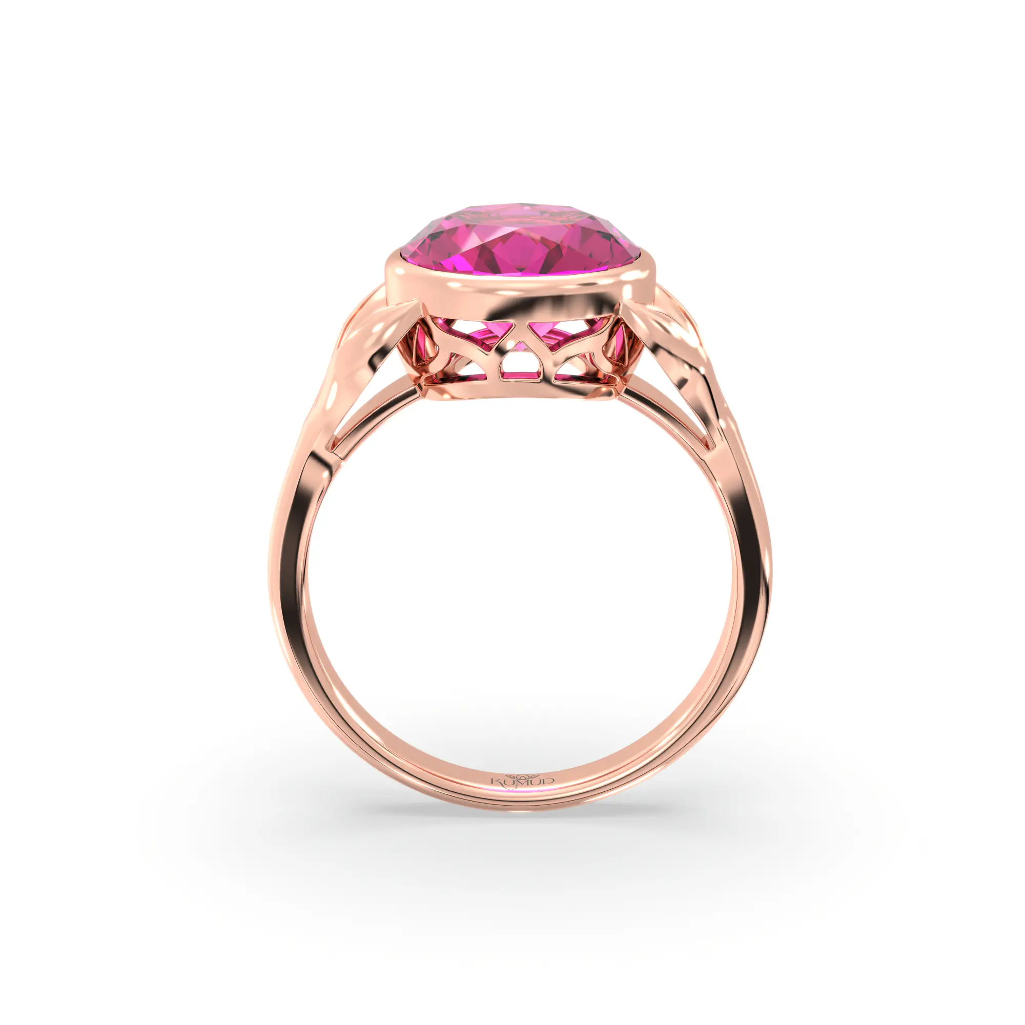Ruby (Manik) Ring for Women in 18K Rose Gold – Oval 9x8 mm, Prong Setting, 5 g (Design K16B-12) thumbnail