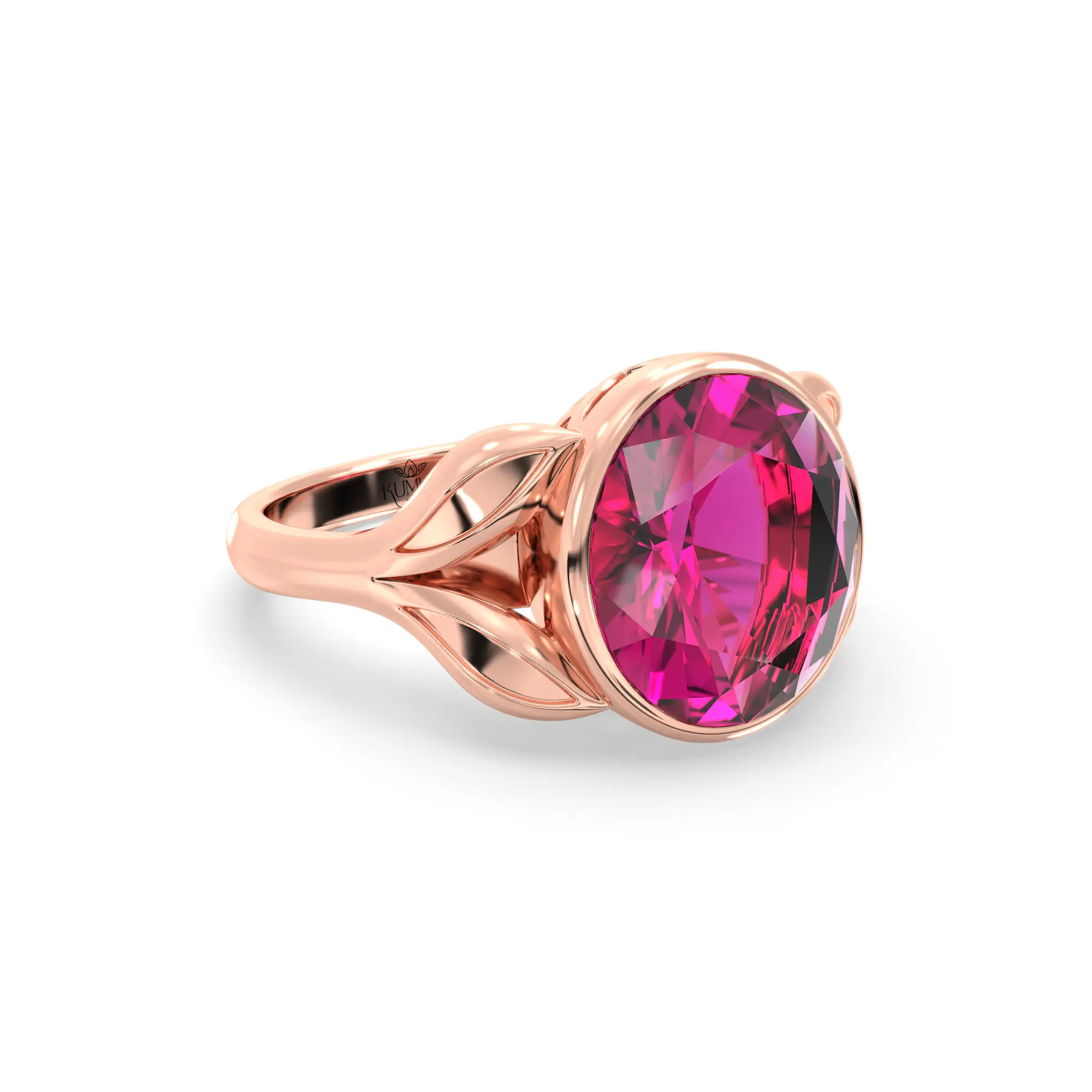 Ruby (Manik) Ring for Women in 18K Rose Gold – Oval 9x8 mm, Prong Setting, 5 g (Design K16B-12) thumbnail