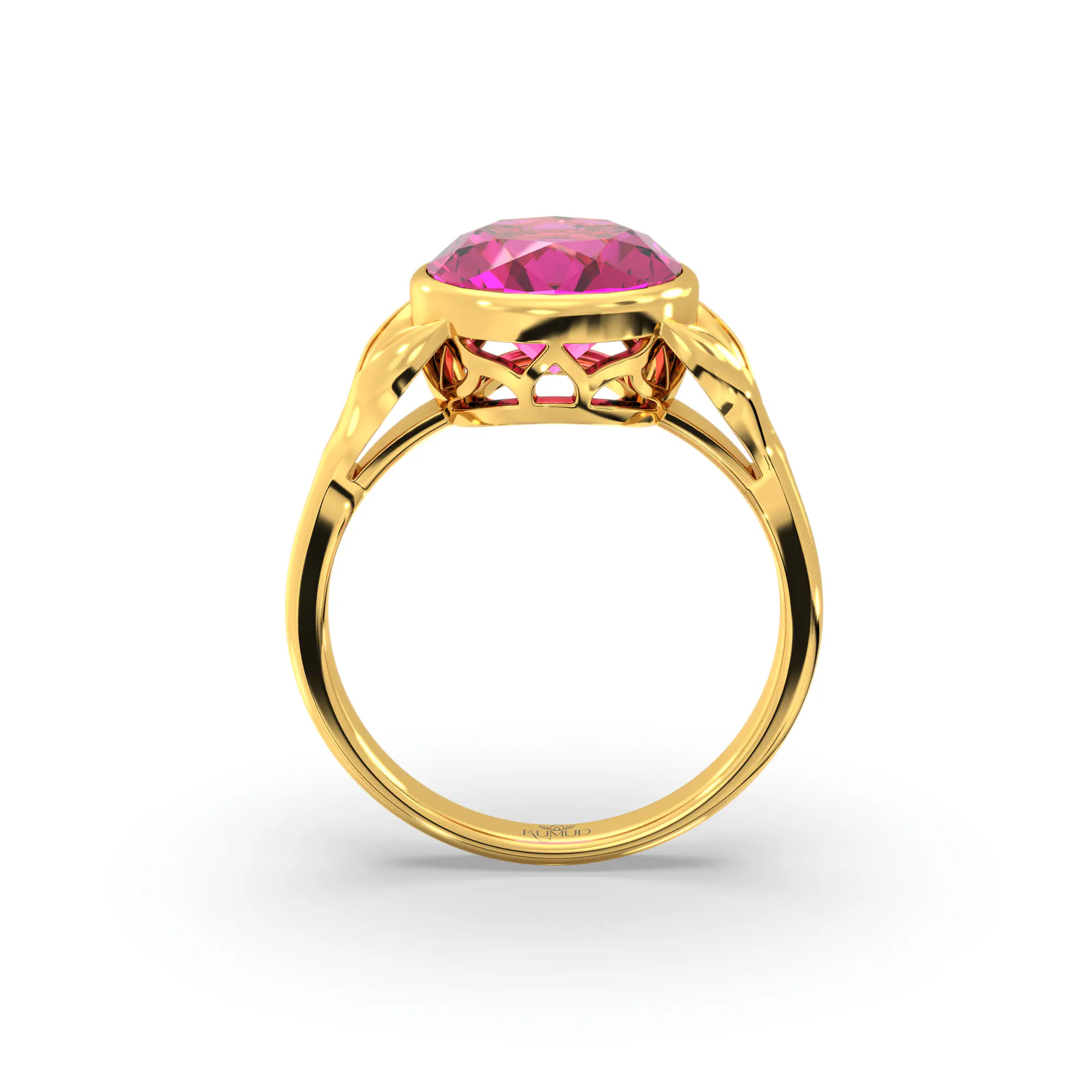 Ruby (Manik) Ring for Women in 22K Yellow Gold – Oval 9x8 mm, Prong Setting, 5 g (Design K16B-12) thumbnail