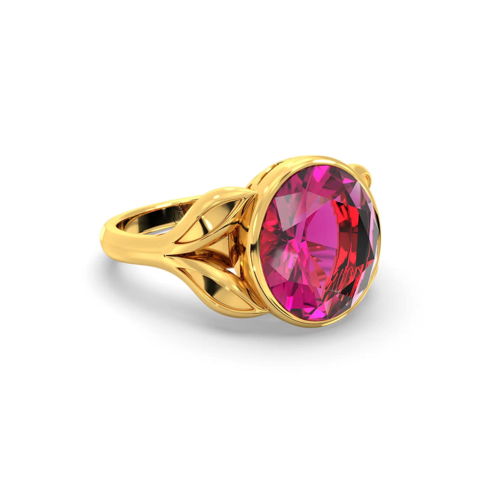 Ruby (Manik) Ring for Women in 22K Yellow Gold – Oval 9x8 mm, Prong Setting, 5 g (Design K16B-12) thumbnail